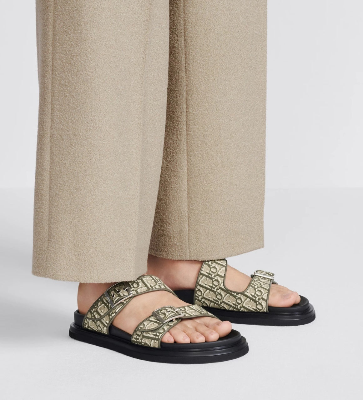 Christian Dior Aqua Denim Lettering Flip Flops