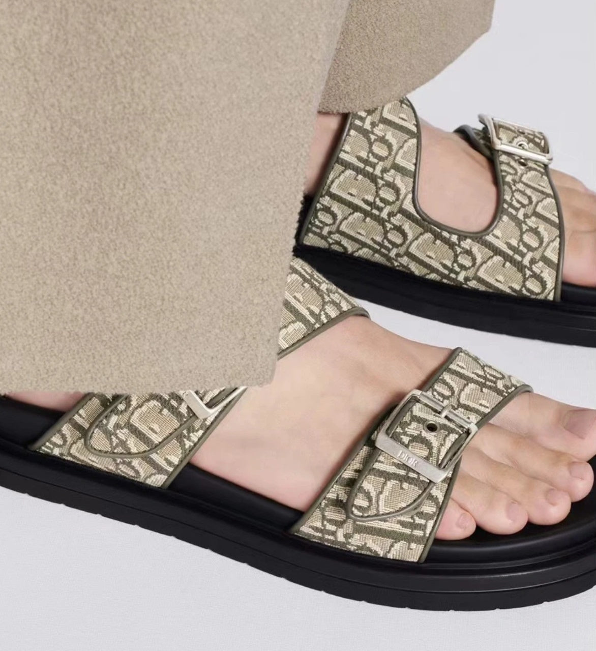 Christian Dior Aqua Denim Lettering Flip Flops