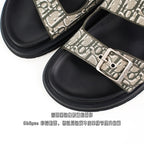 Christian Dior Aqua Denim Lettering Flip Flops