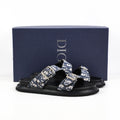 Christian Dior Aqua Denim Lettering Flip Flops