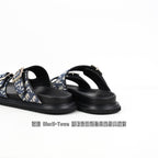 Christian Dior Aqua Denim Lettering Flip Flops