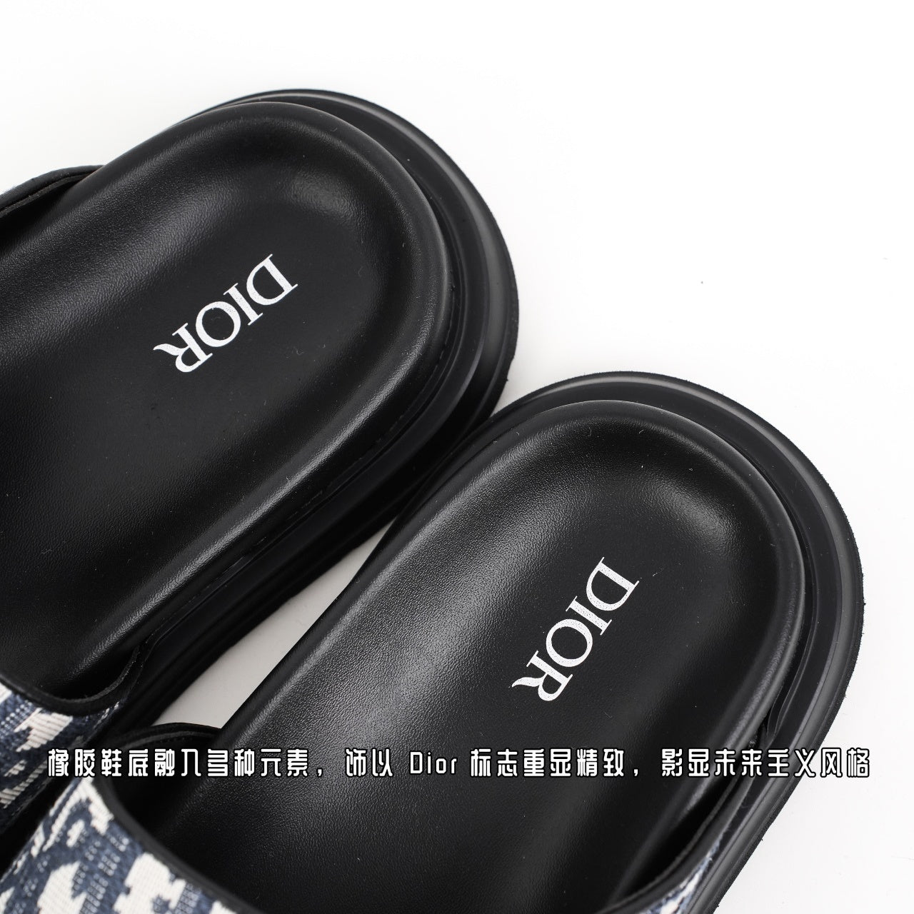 Christian Dior Aqua Denim Lettering Flip Flops