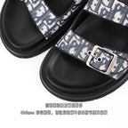 Christian Dior Aqua Denim Lettering Flip Flops