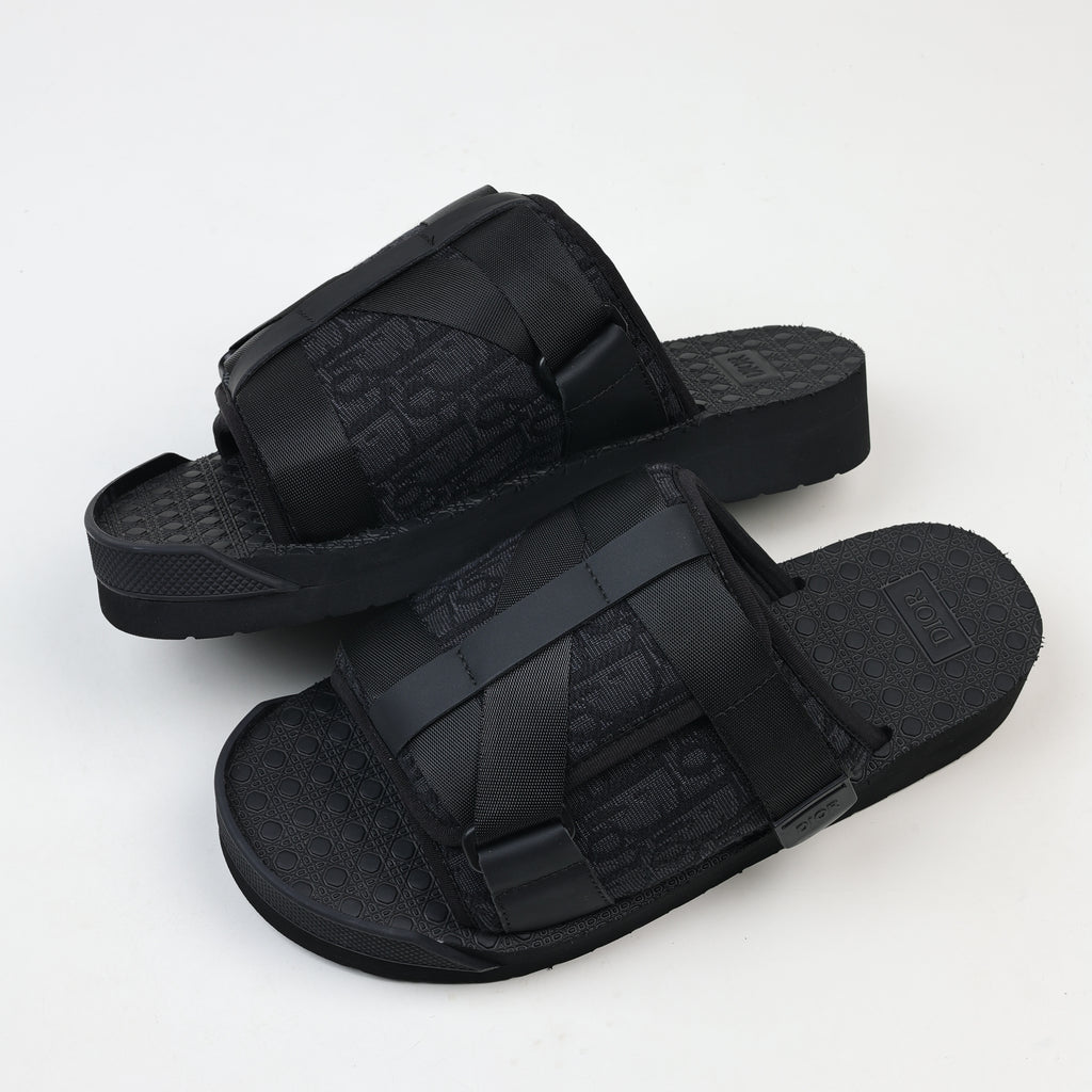 Christian Dior Alpha Oblique Closed-Toe Slippers Black