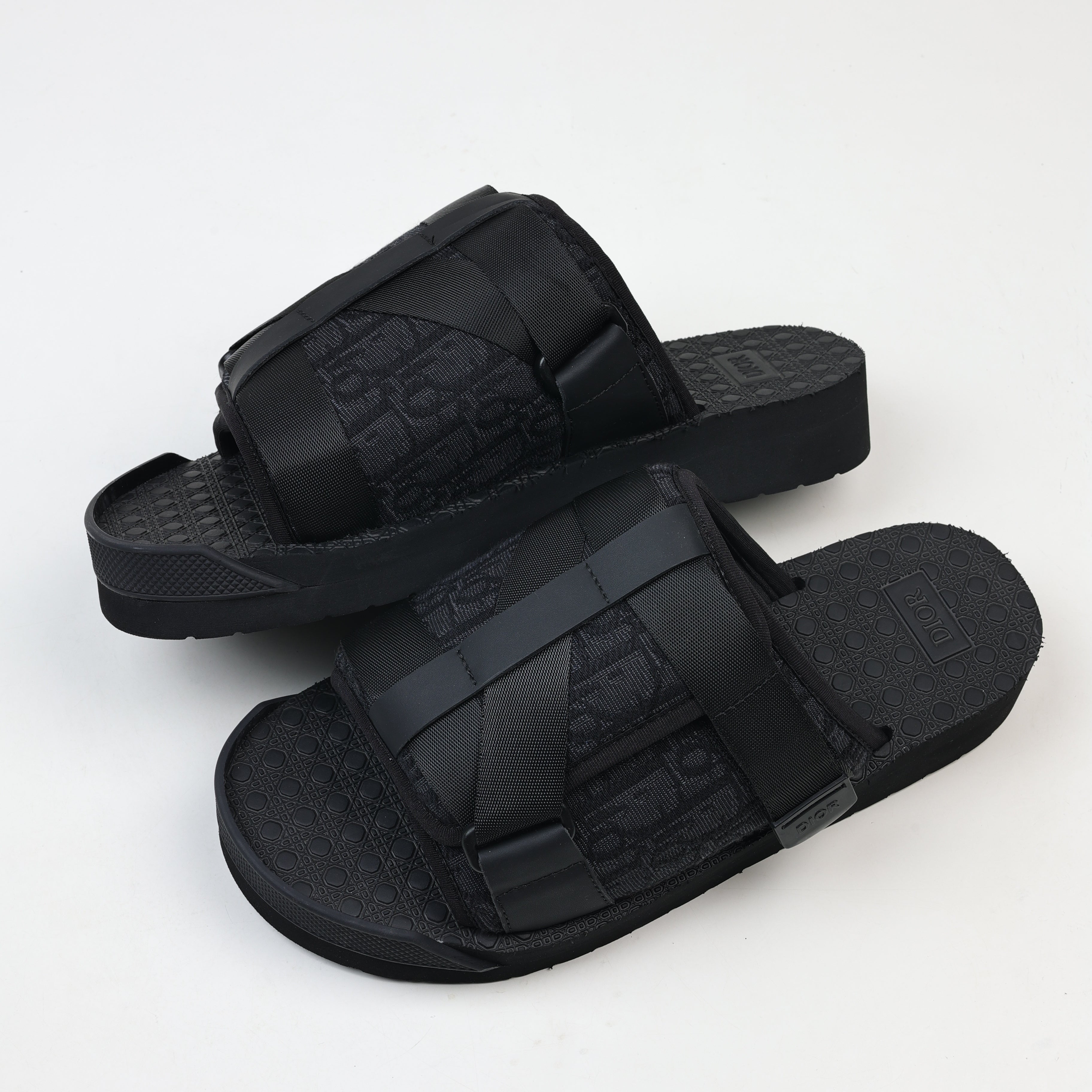 Christian Dior Alpha Oblique Closed-Toe Slippers Black