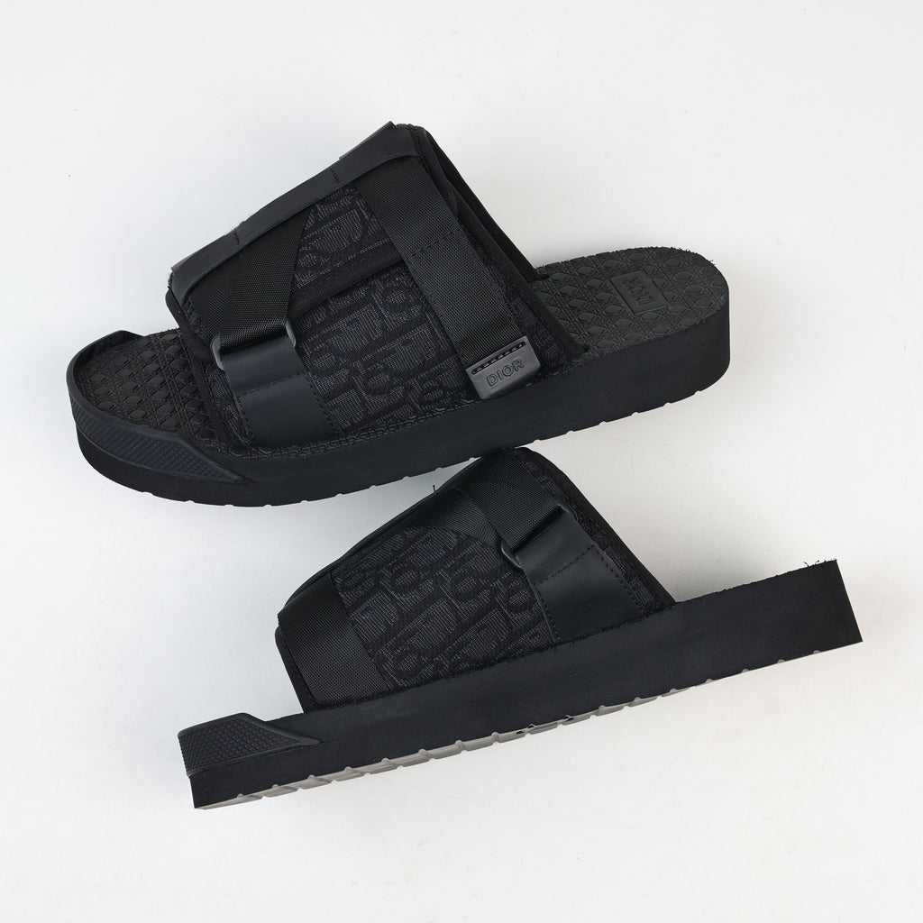 Christian Dior Alpha Oblique Closed-Toe Slippers Black