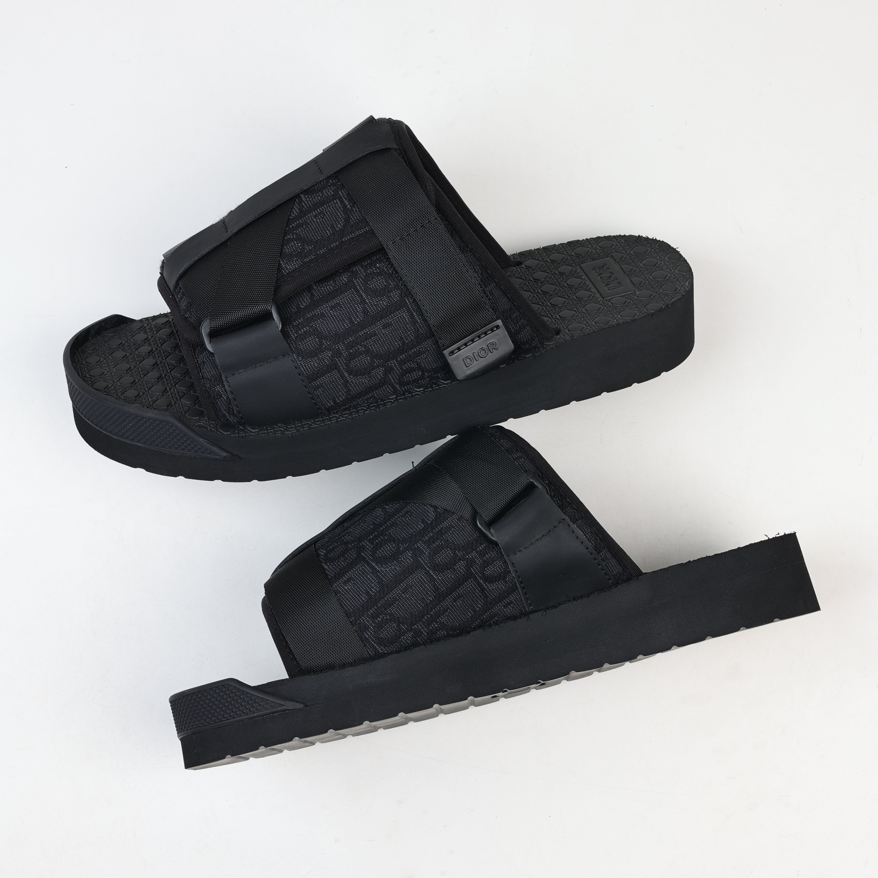 Christian Dior Alpha Oblique Closed-Toe Slippers Black