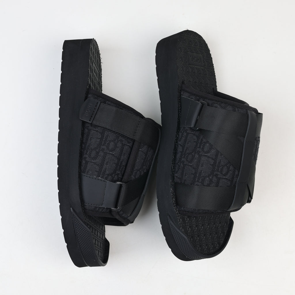 Christian Dior Alpha Oblique Closed-Toe Slippers Black