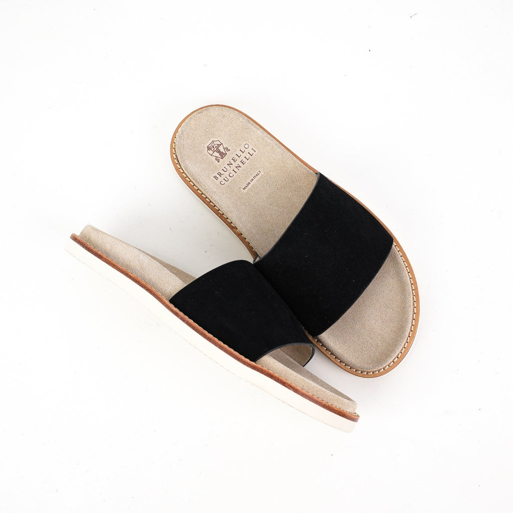 Brunello Cucinelli Logo Suede Flip Flops