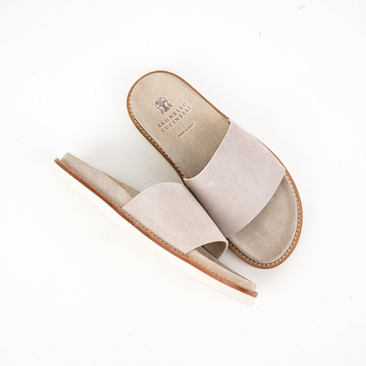 Brunello Cucinelli Logo Suede Flip Flops