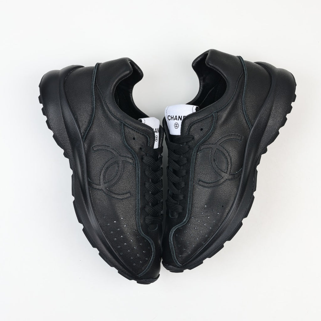 Chanel Laminated Calfskin Suede CC Sneakers