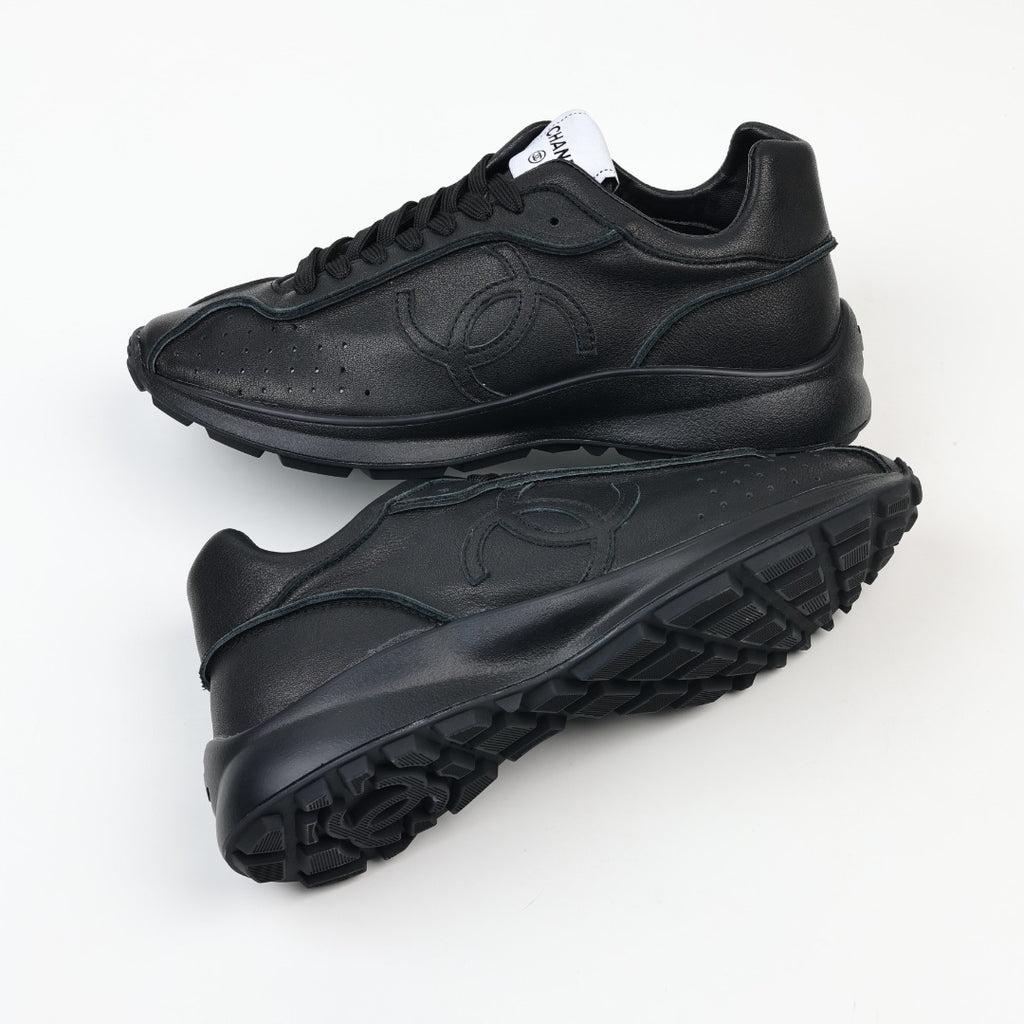 Chanel Laminated Calfskin Suede CC Sneakers