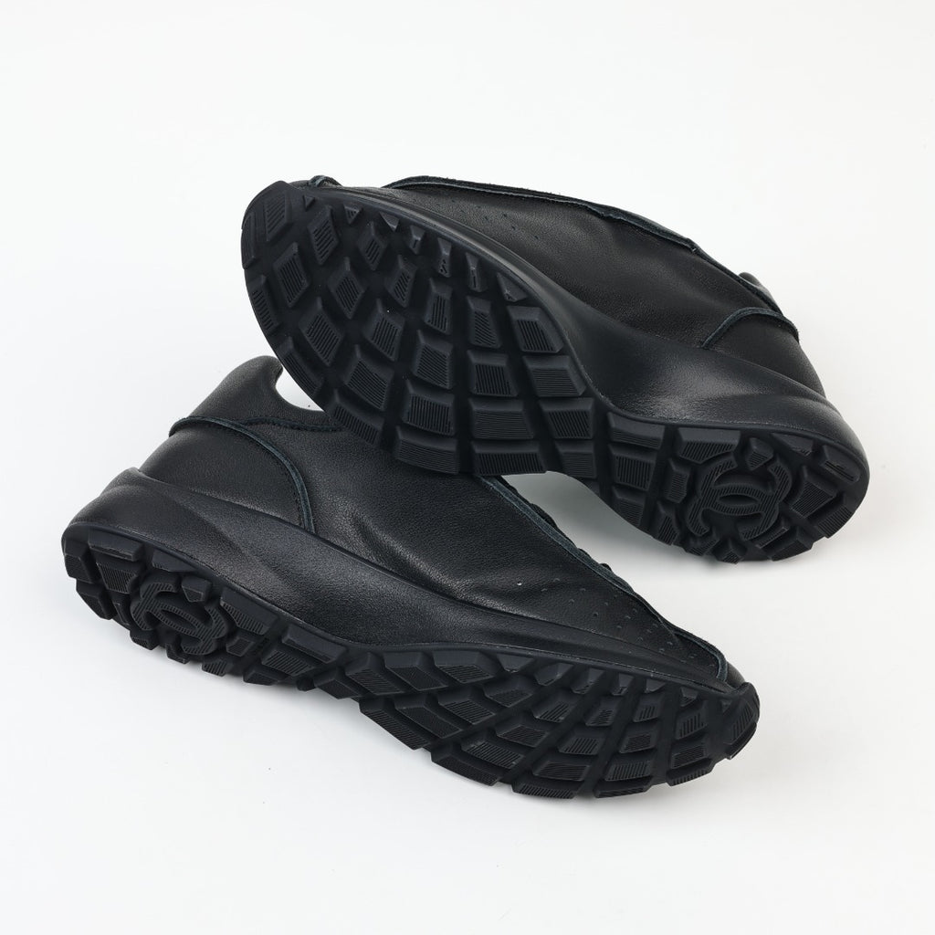 Chanel Laminated Calfskin Suede CC Sneakers