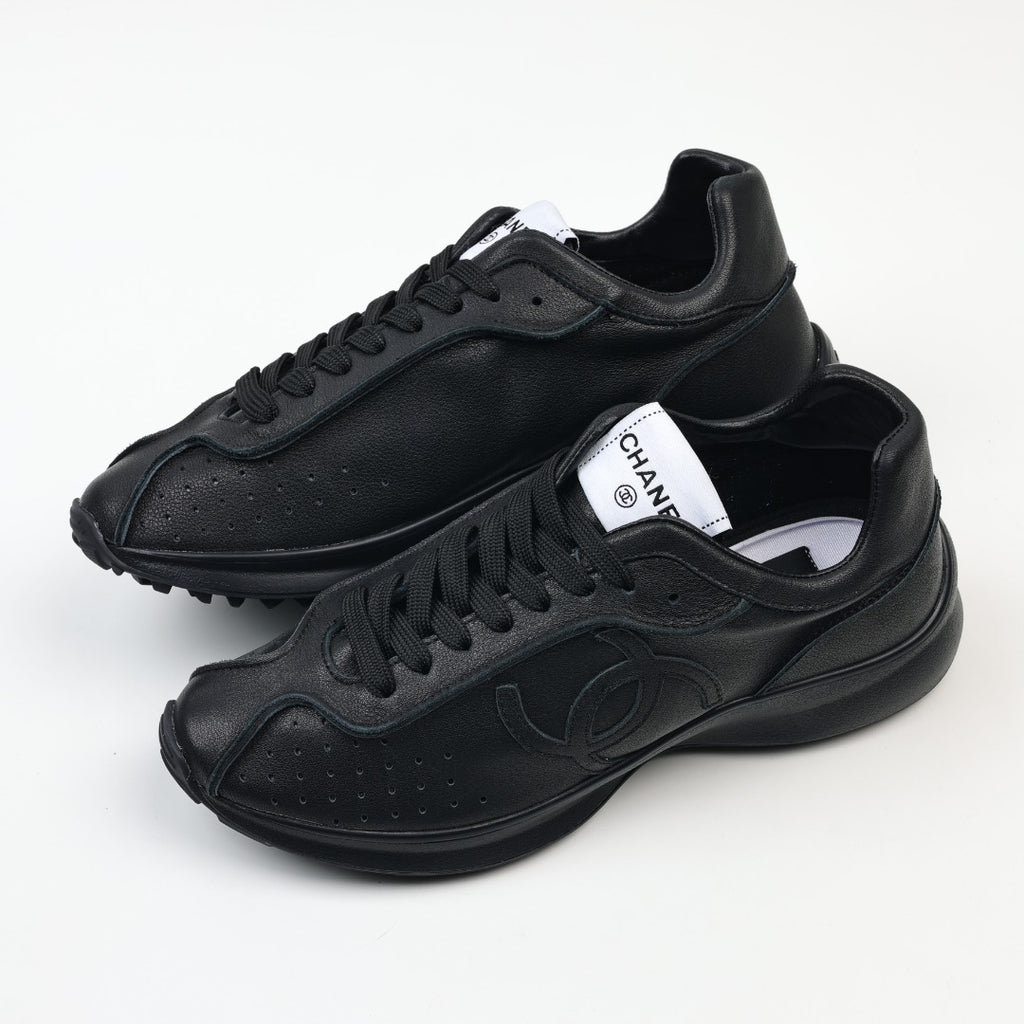 Chanel Laminated Calfskin Suede CC Sneakers