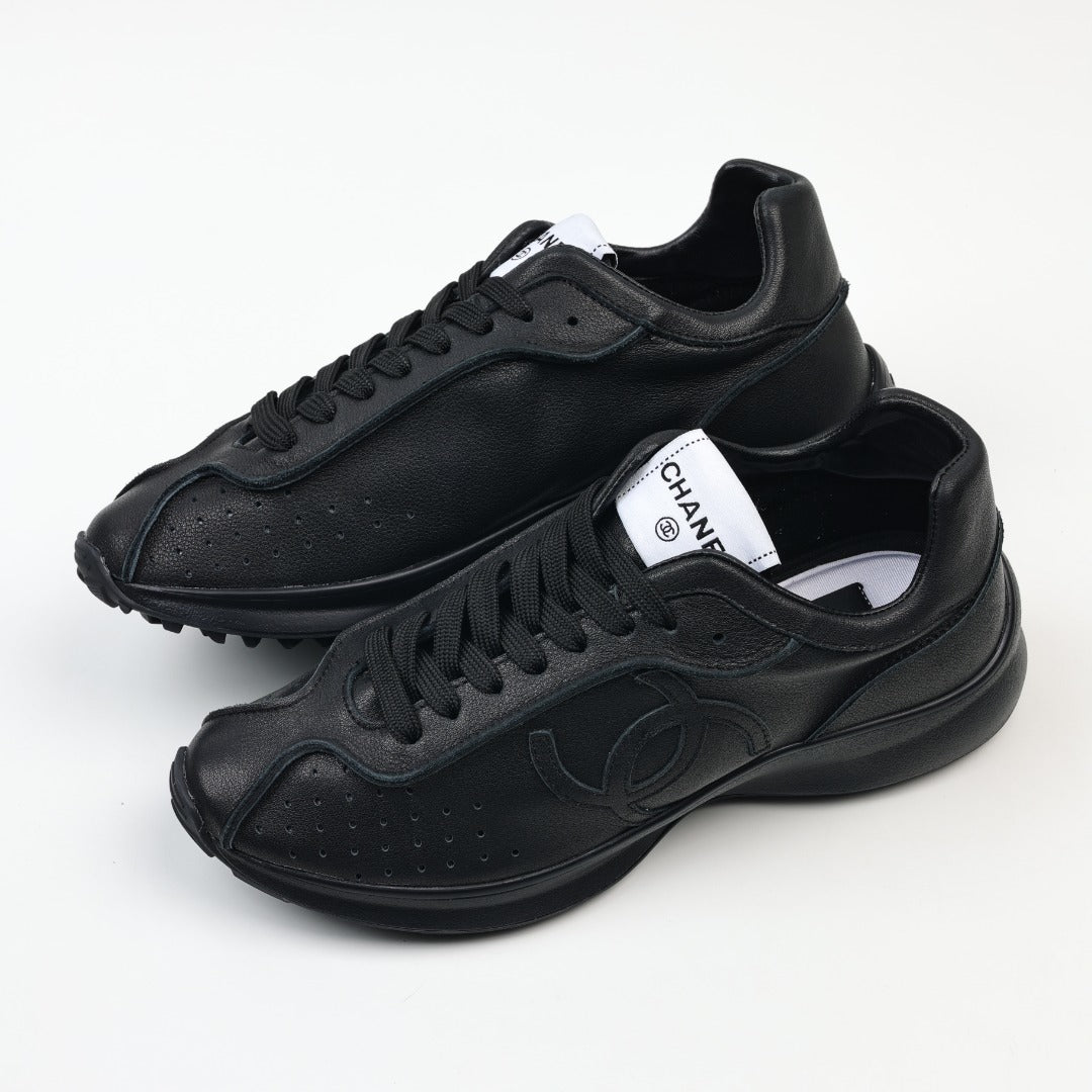 Chanel Laminated Calfskin Suede CC Sneakers