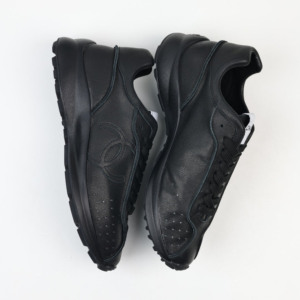 Chanel Laminated Calfskin Suede CC Sneakers