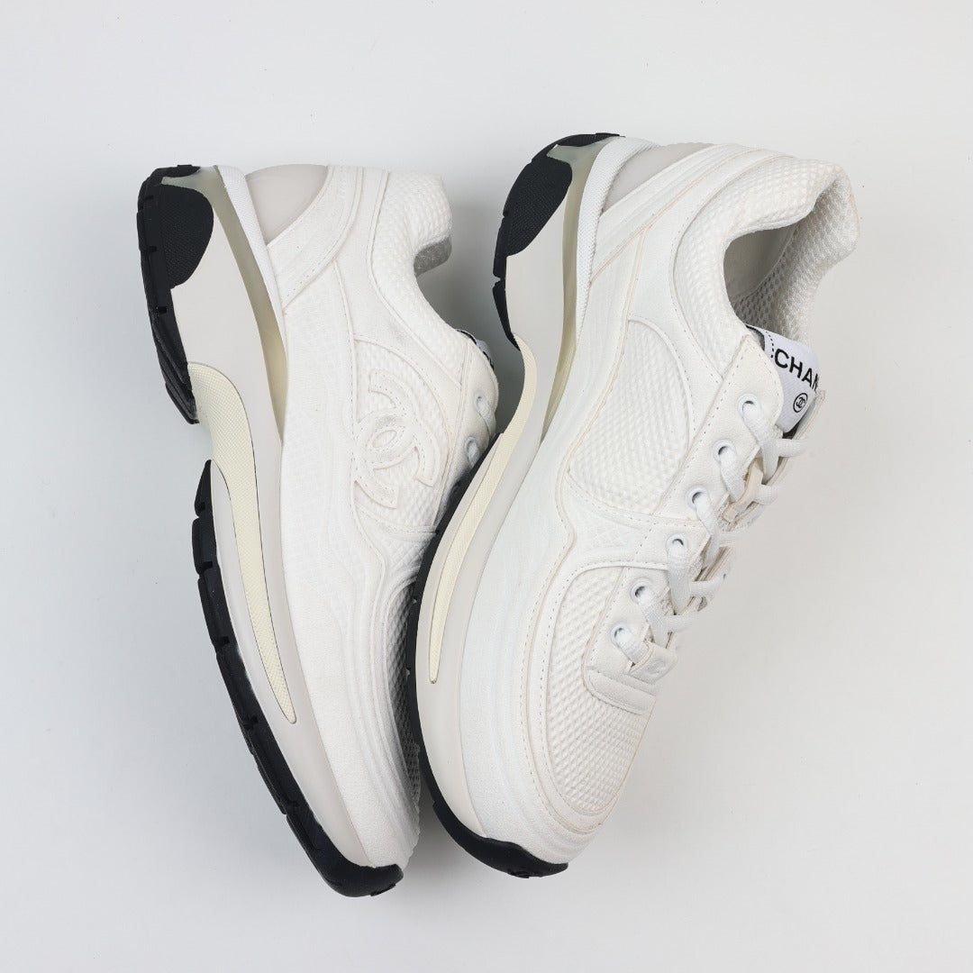 Chanel Black Fabric and Suede CC Sneakers