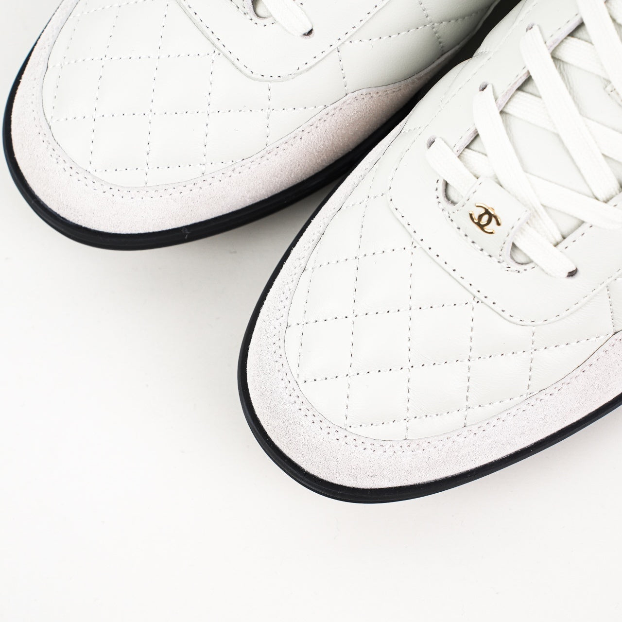 Chanel Calfskin & Suede Quilted Sneakers