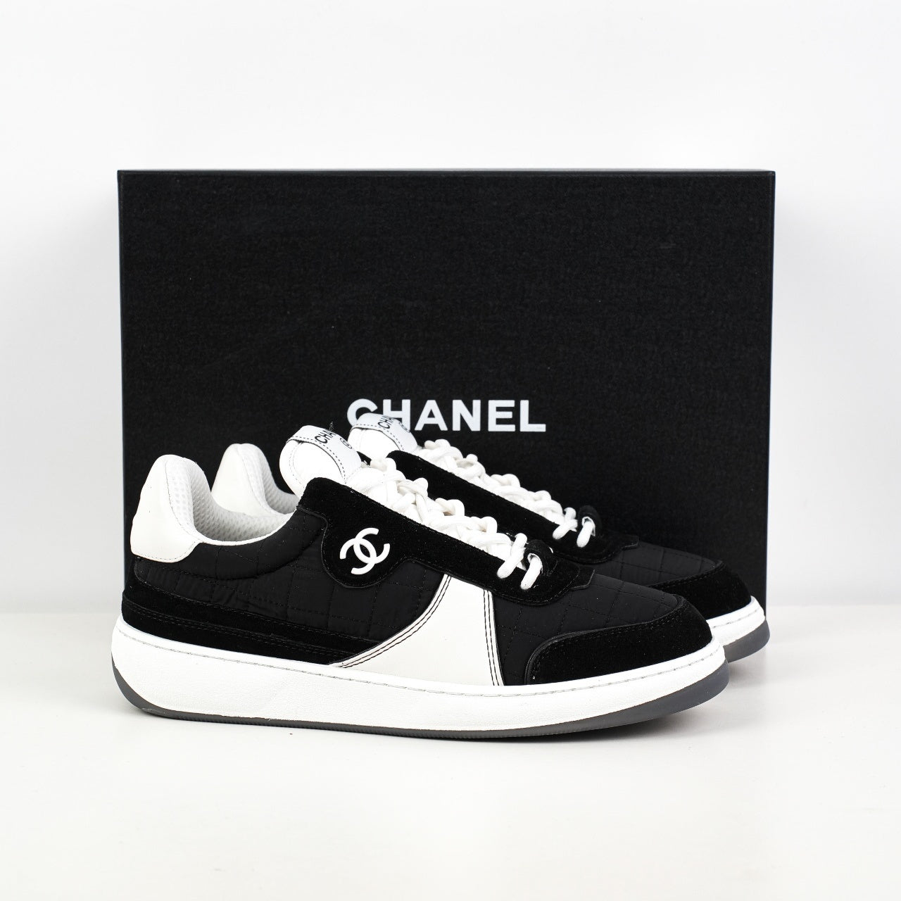 Chanel Suede Quilted Tennis Sneakers