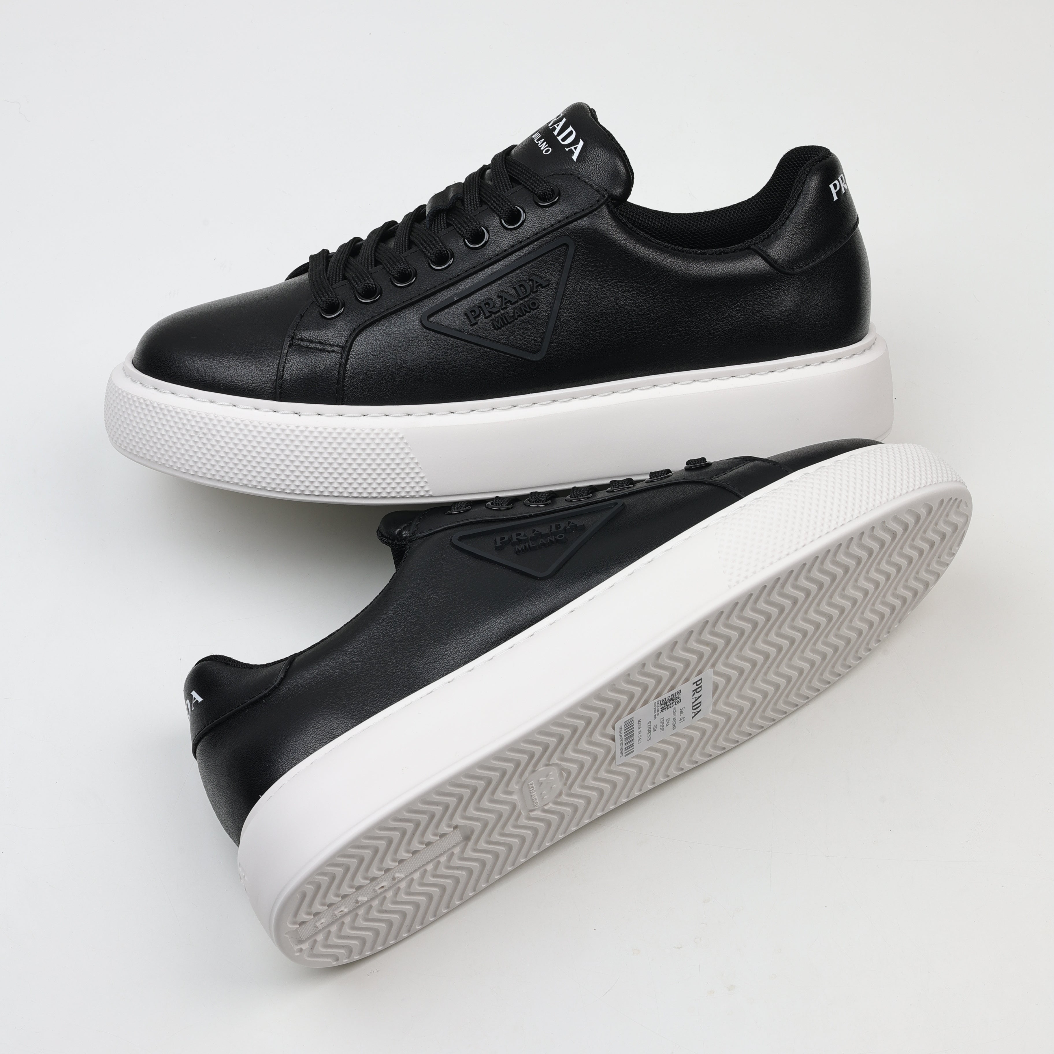 Prada Leather Platform Low-Top Sneakers