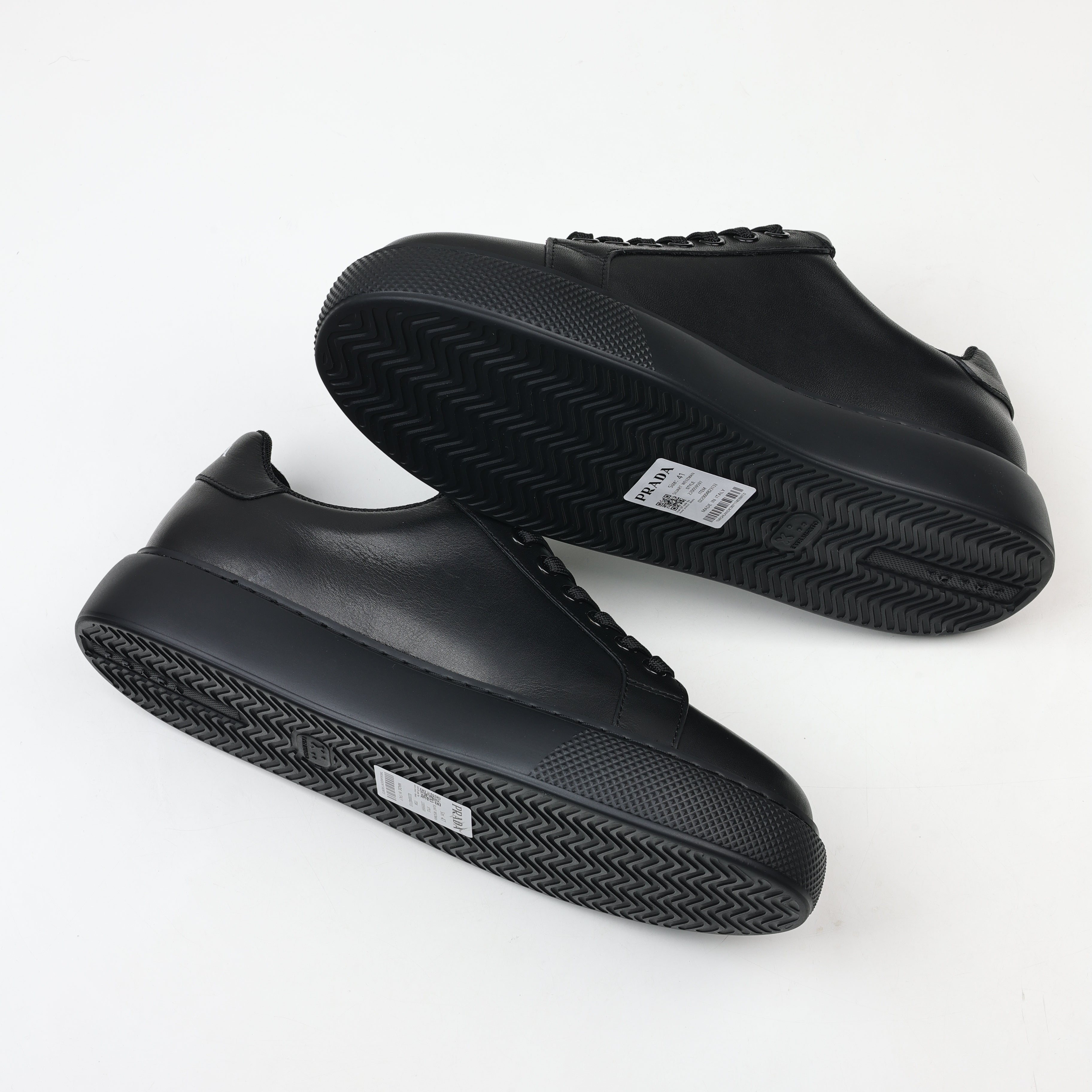 Prada Leather Platform Low-Top Sneakers