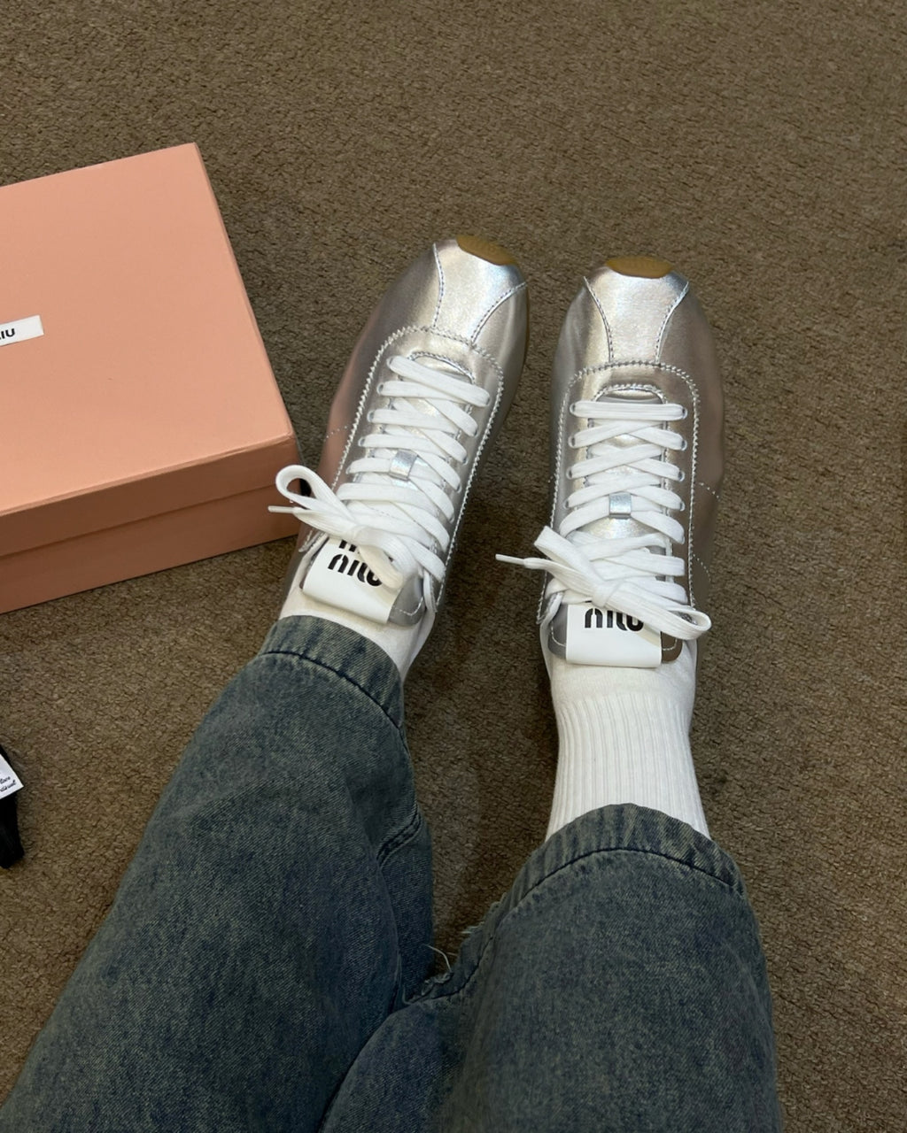Miu Miu Plume Mordoré Calfskin Low Top Sneakers