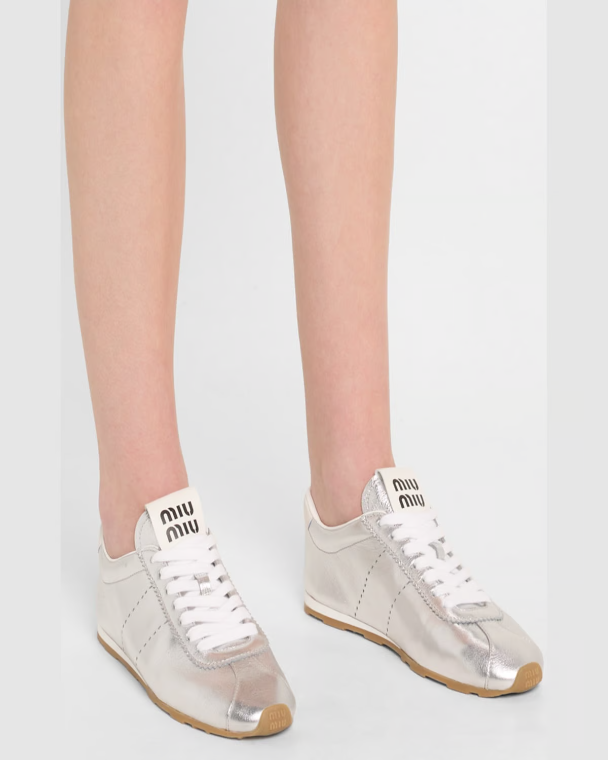 Miu Miu Plume Mordoré Calfskin Low Top Sneakers