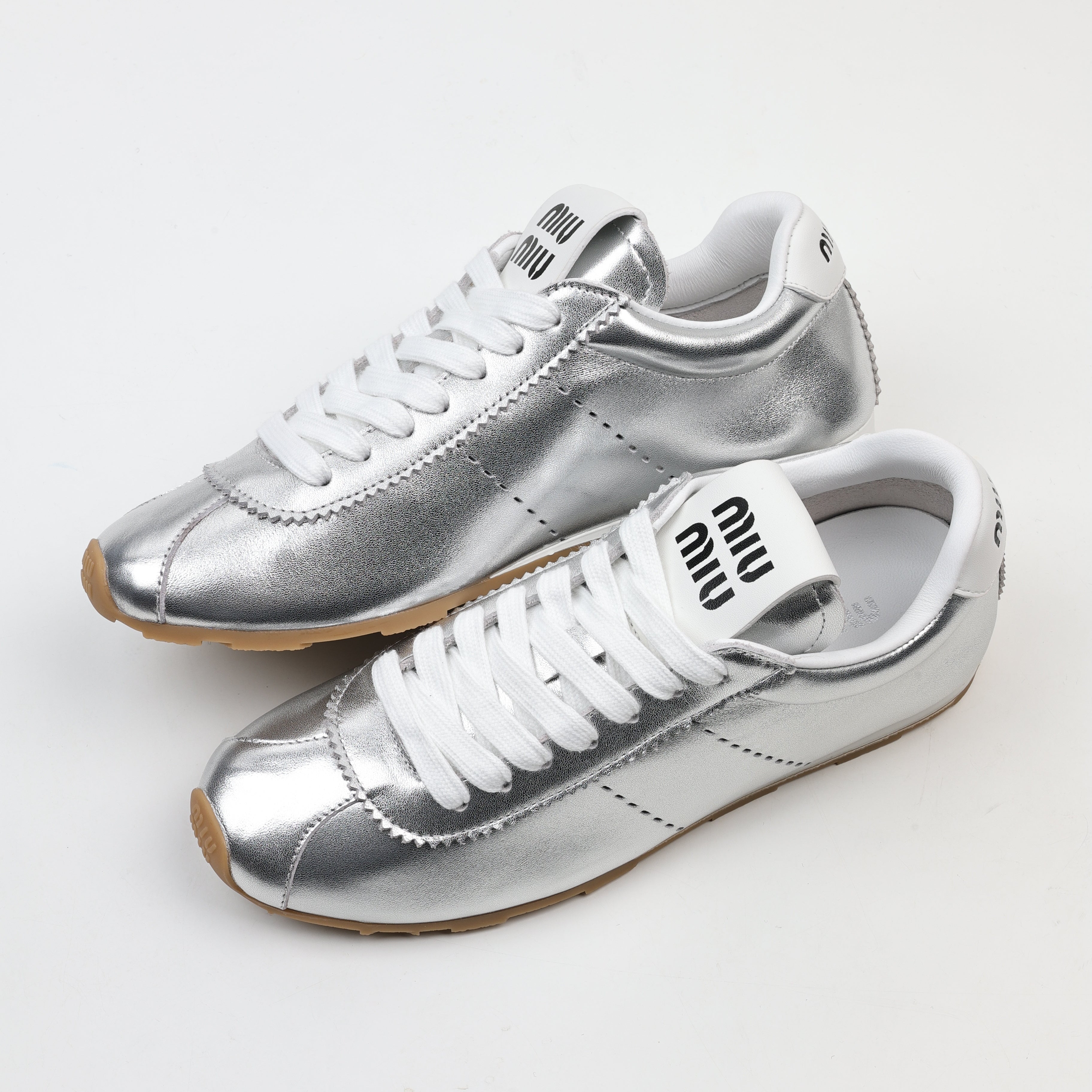 Miu Miu Plume Mordoré Calfskin Low Top Sneakers