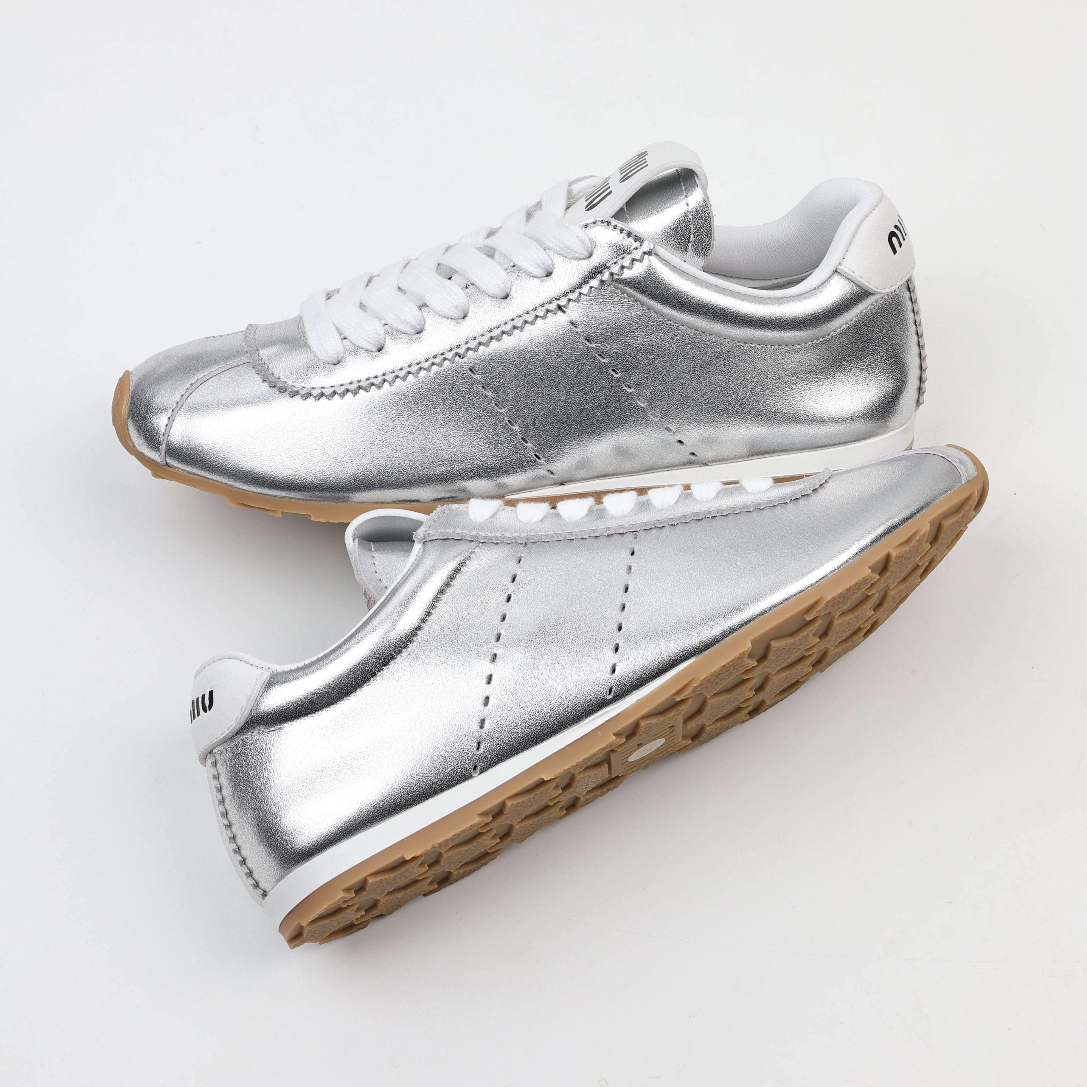 Miu Miu Plume Mordoré Calfskin Low Top Sneakers