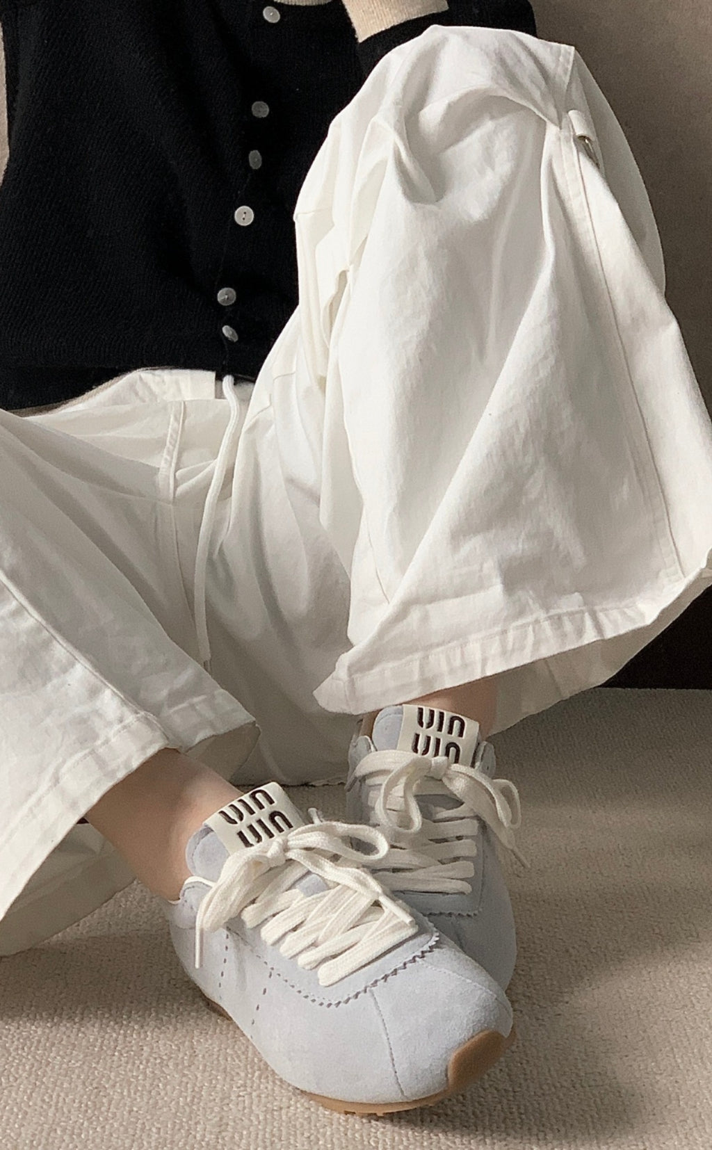 Miu Miu Plume Mordoré Calfskin Low Top Sneakers