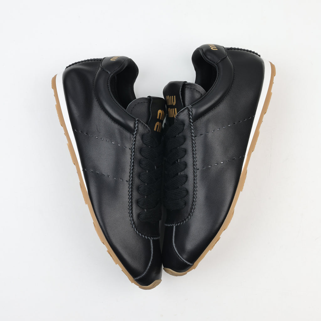 Miu Miu Plume Mordoré Calfskin Low Top Sneakers