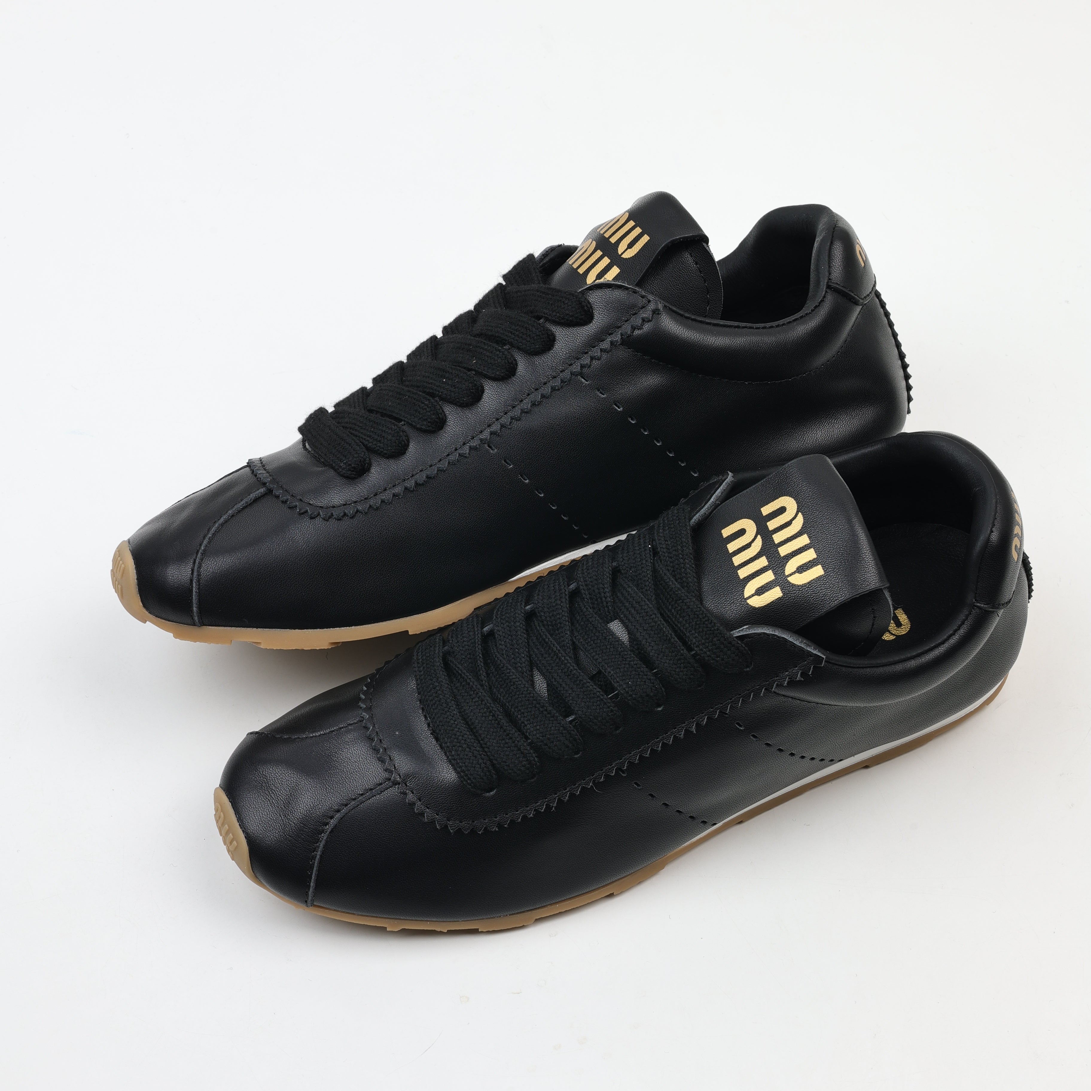 Miu Miu Plume Mordoré Calfskin Low Top Sneakers