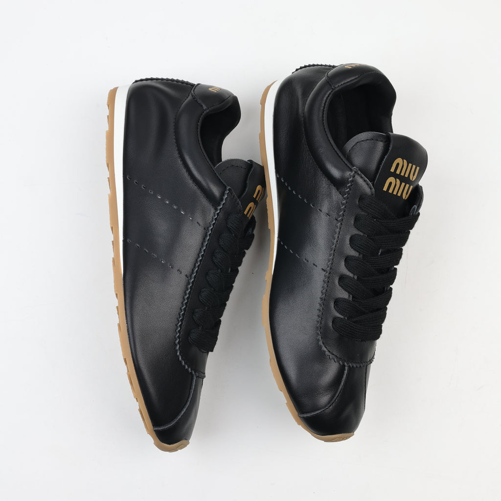 Miu Miu Plume Mordoré Calfskin Low Top Sneakers