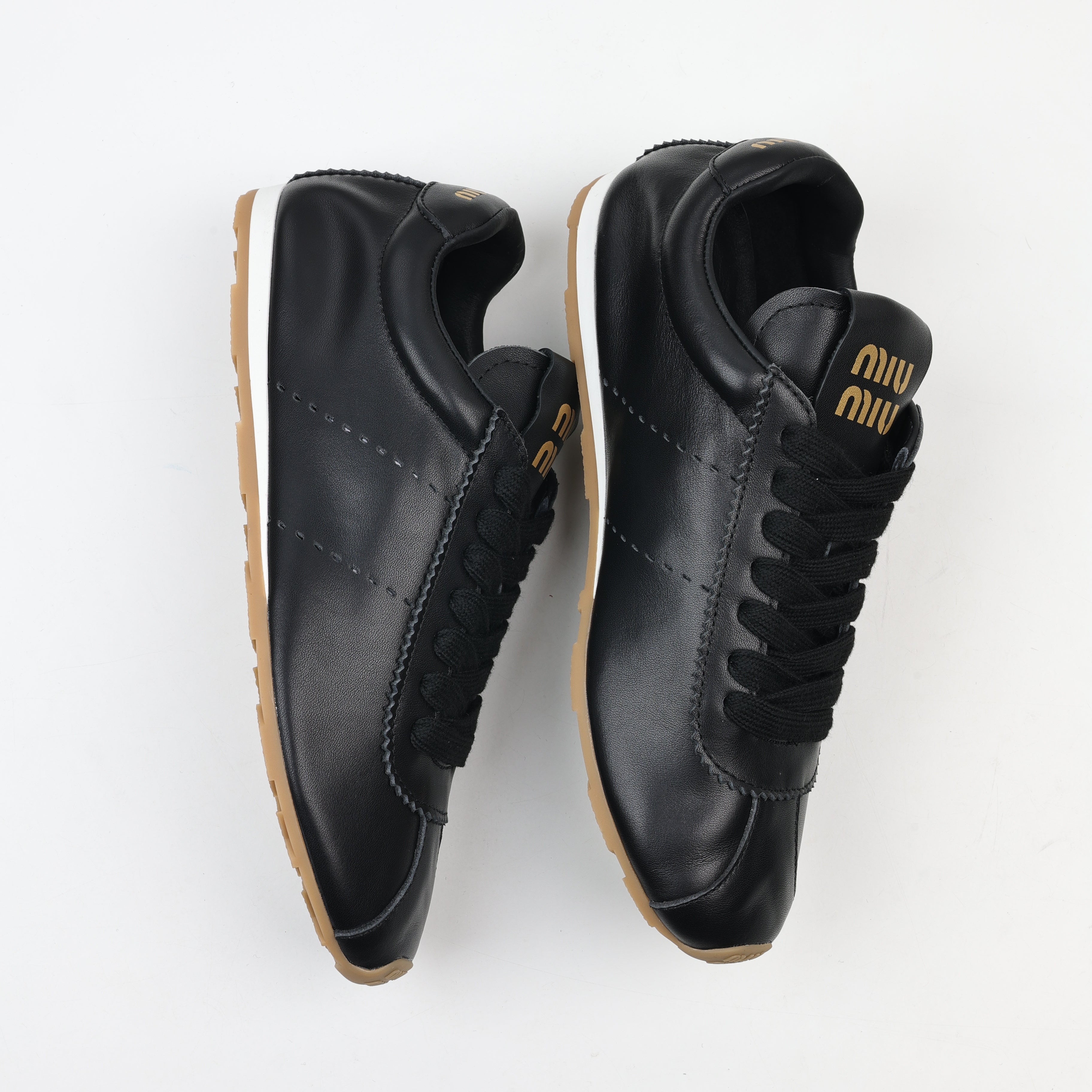 Miu Miu Plume Mordoré Calfskin Low Top Sneakers