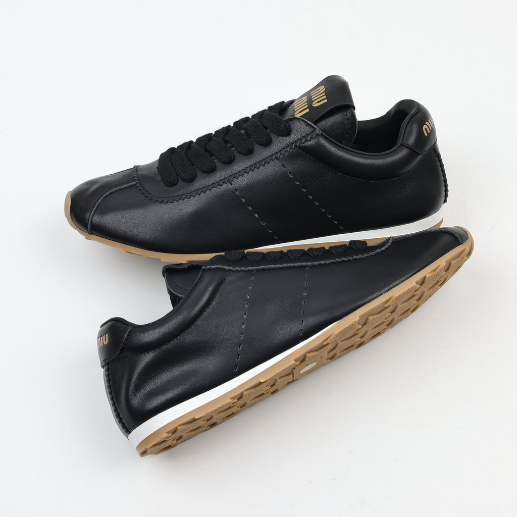 Miu Miu Plume Mordoré Calfskin Low Top Sneakers