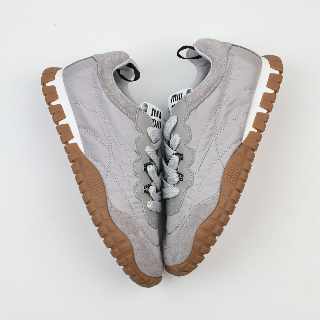 Miu Miu Tyre Technical Fabric and Suede Sneakers