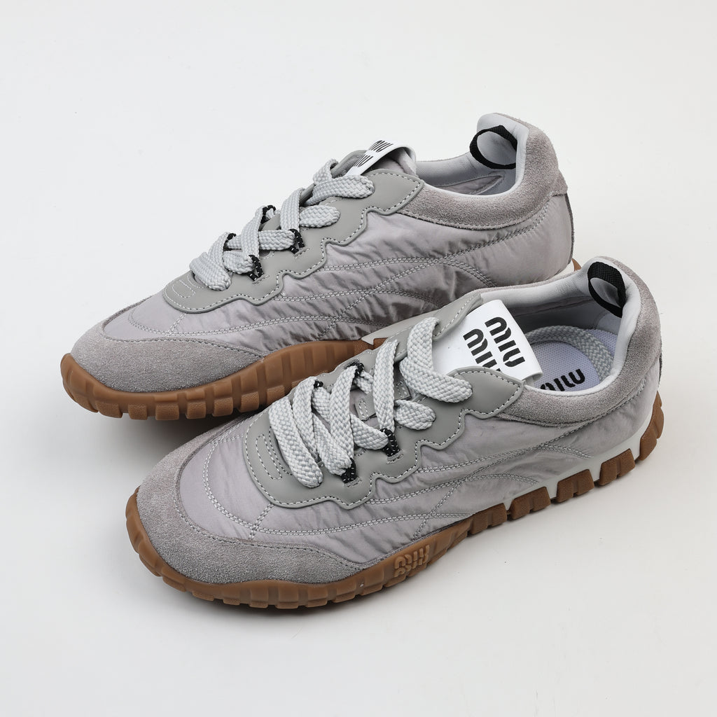 Miu Miu Tyre Technical Fabric and Suede Sneakers