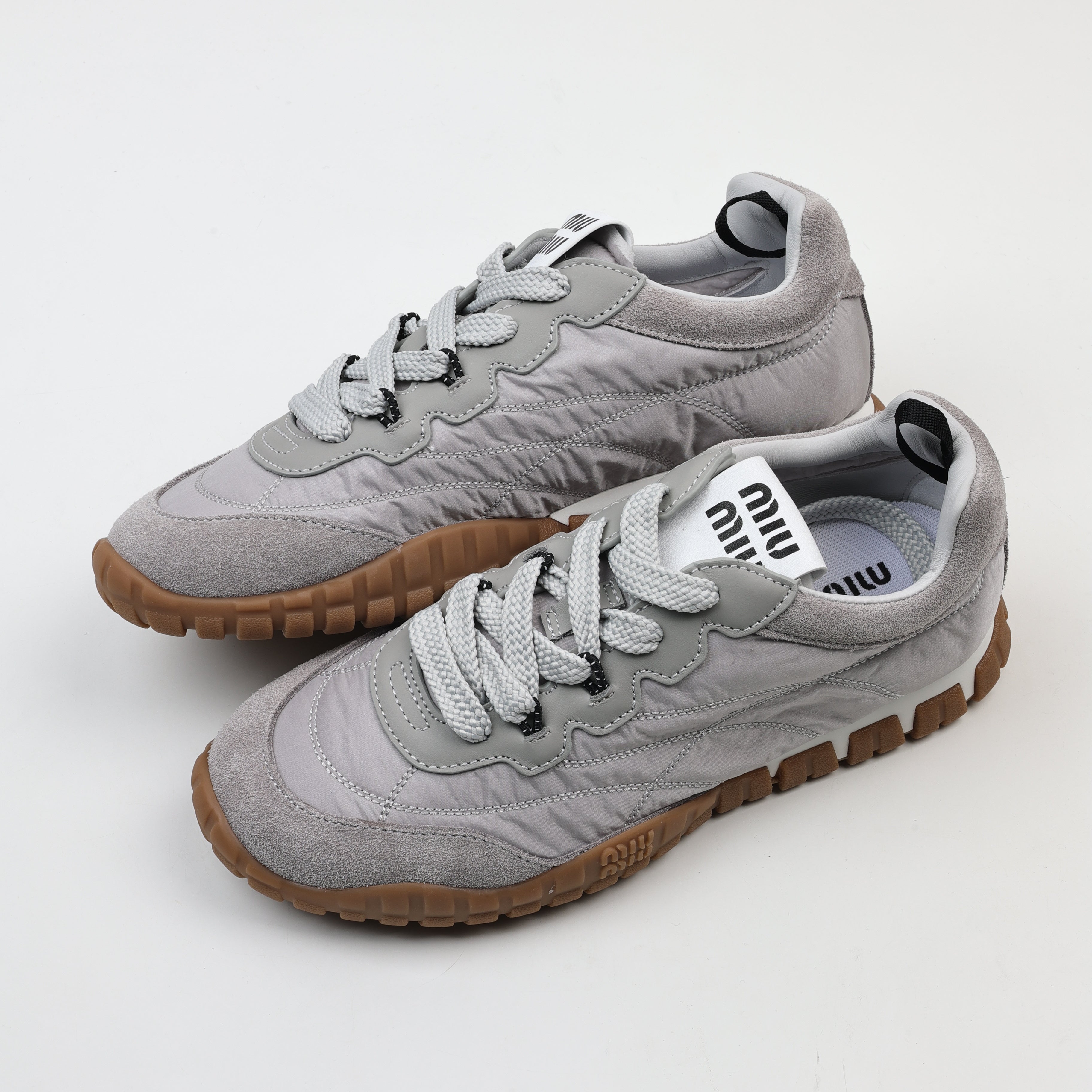 Miu Miu Tyre Technical Fabric and Suede Sneakers