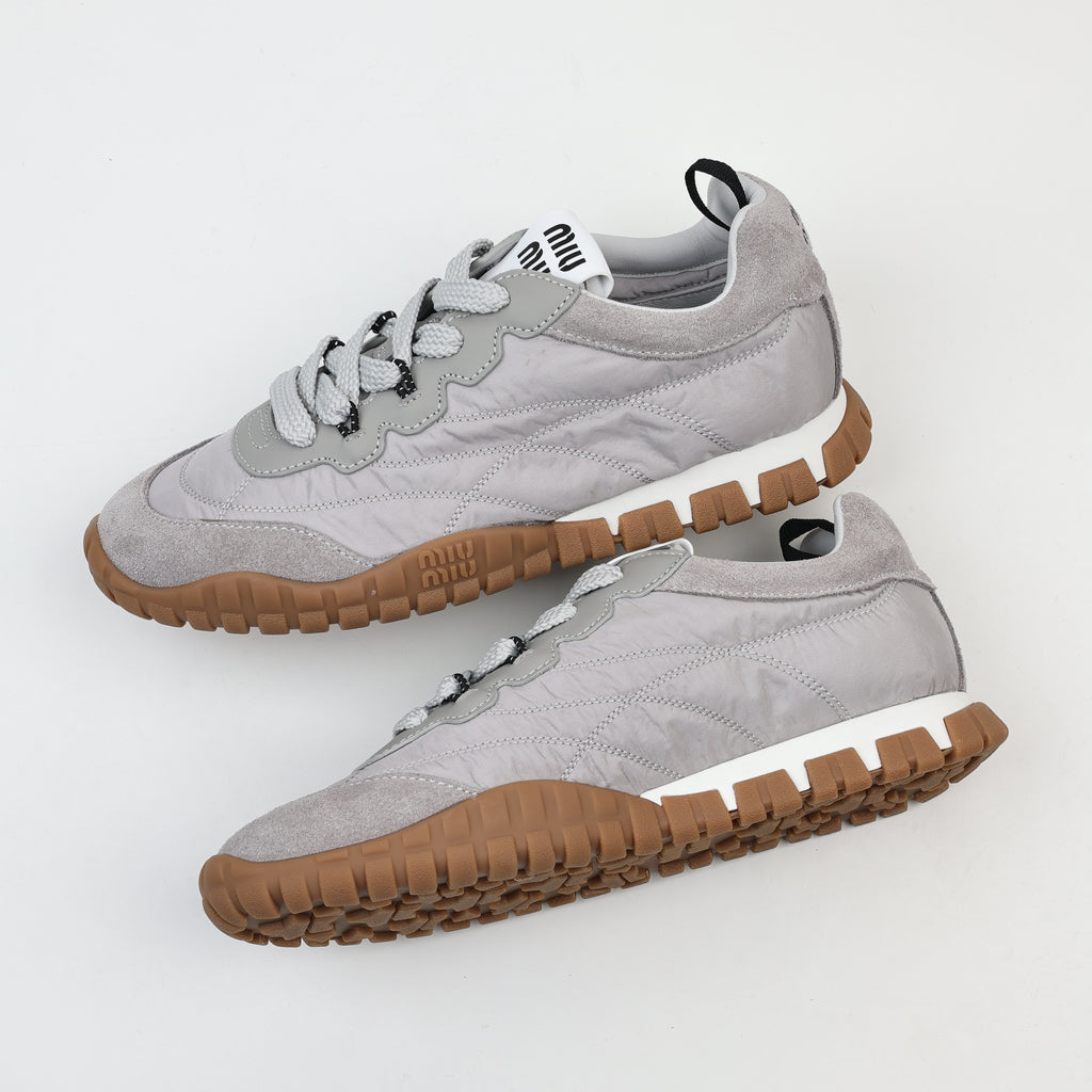 Miu Miu Tyre Technical Fabric and Suede Sneakers