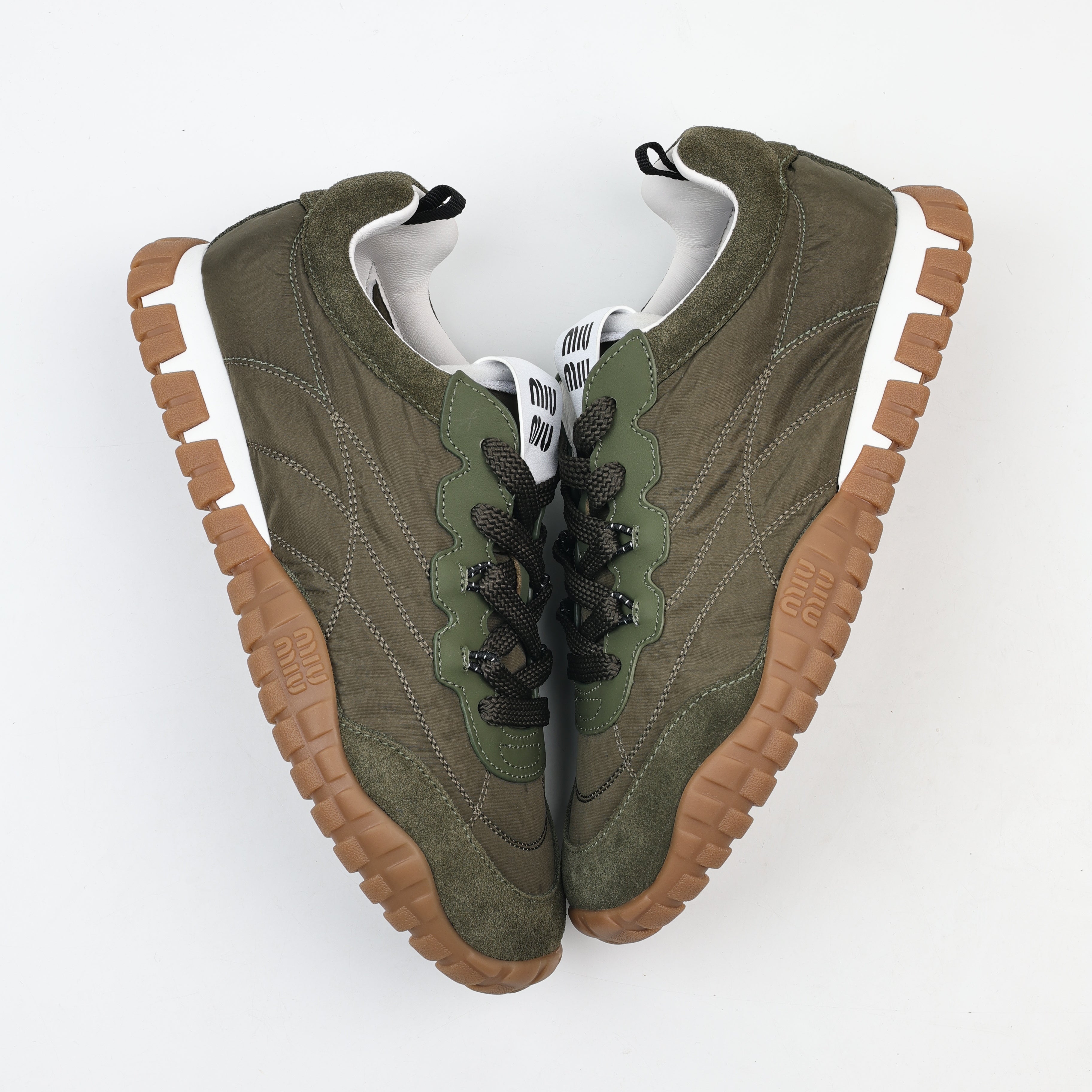 Miu Miu Tyre Technical Fabric and Suede Sneakers