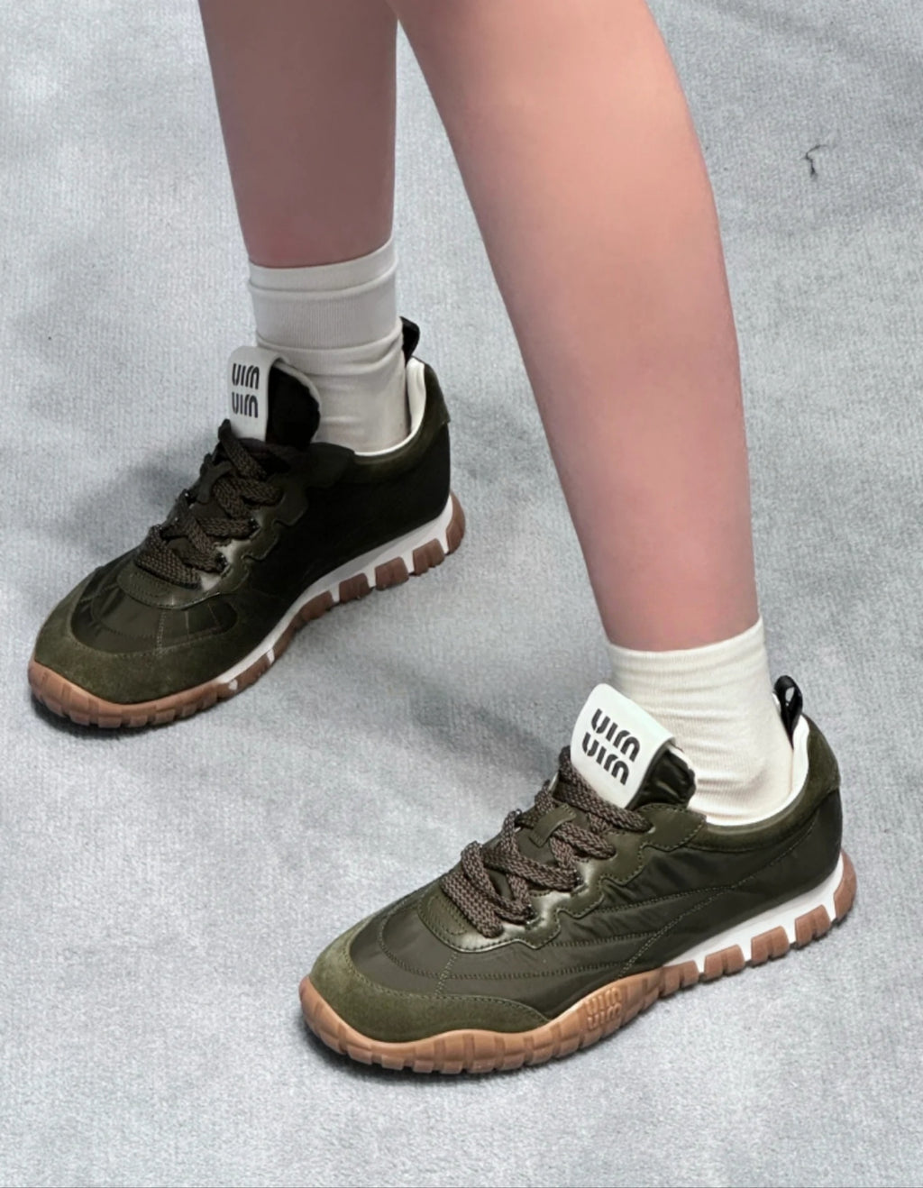 Miu Miu Tyre Technical Fabric and Suede Sneakers