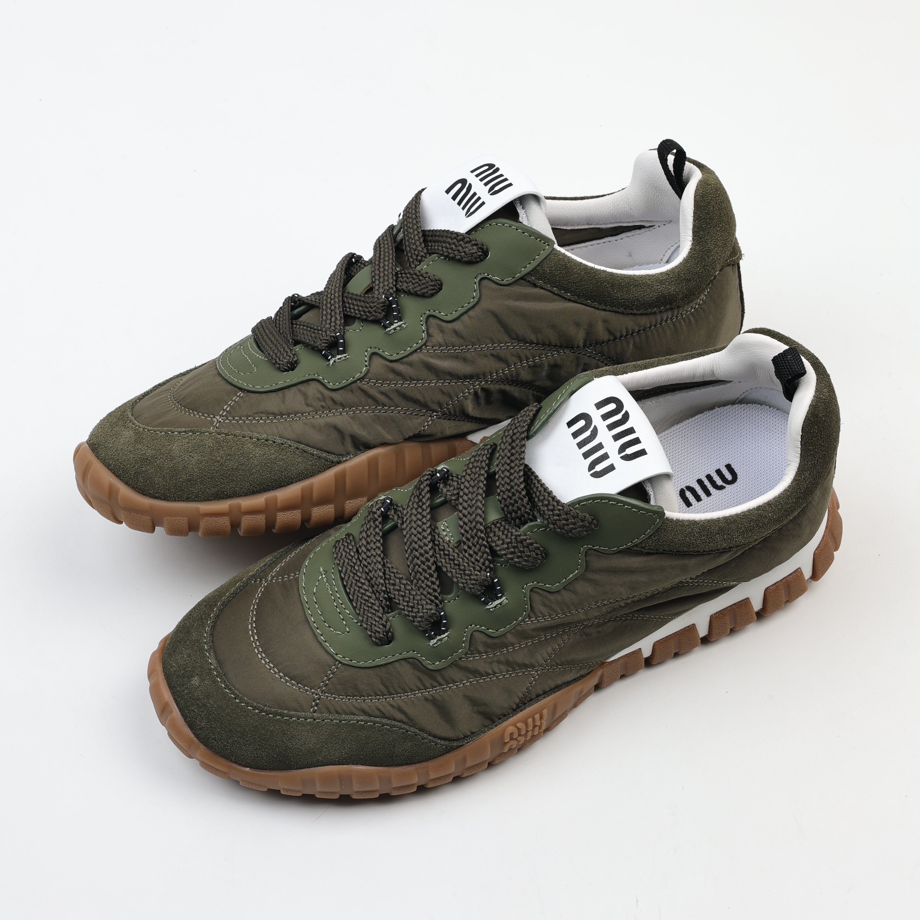 Miu Miu Tyre Technical Fabric and Suede Sneakers