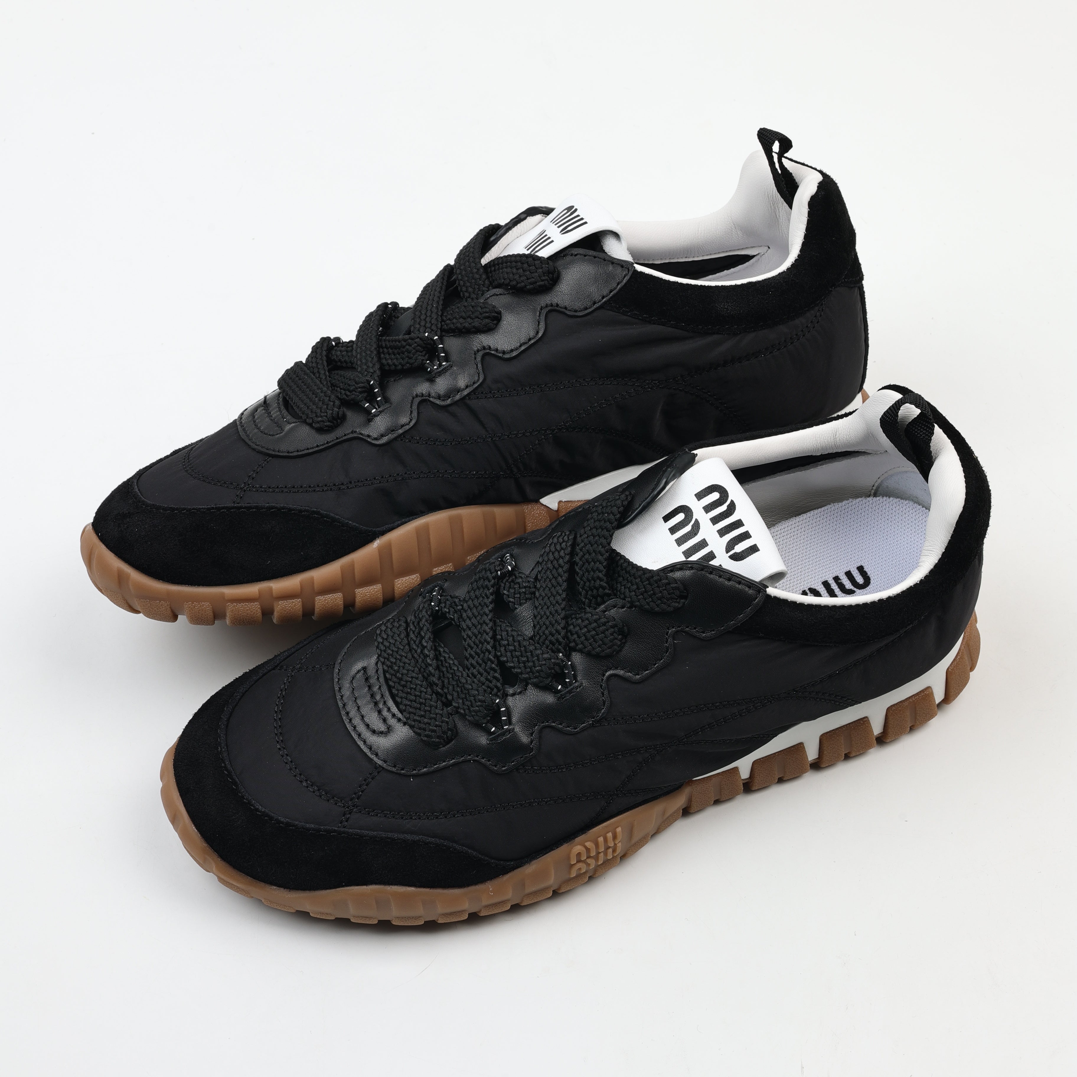 Miu Miu Tyre Technical Fabric and Suede Sneakers