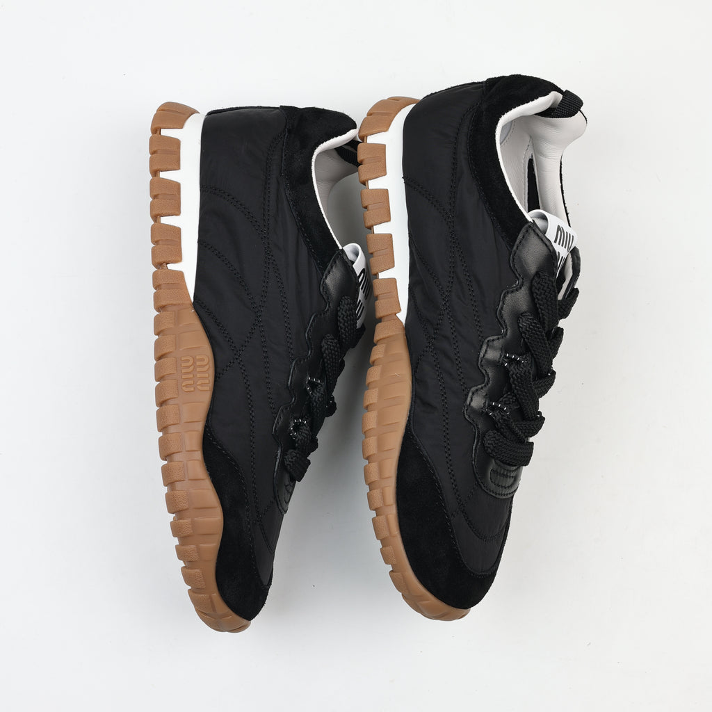 Miu Miu Tyre Technical Fabric and Suede Sneakers