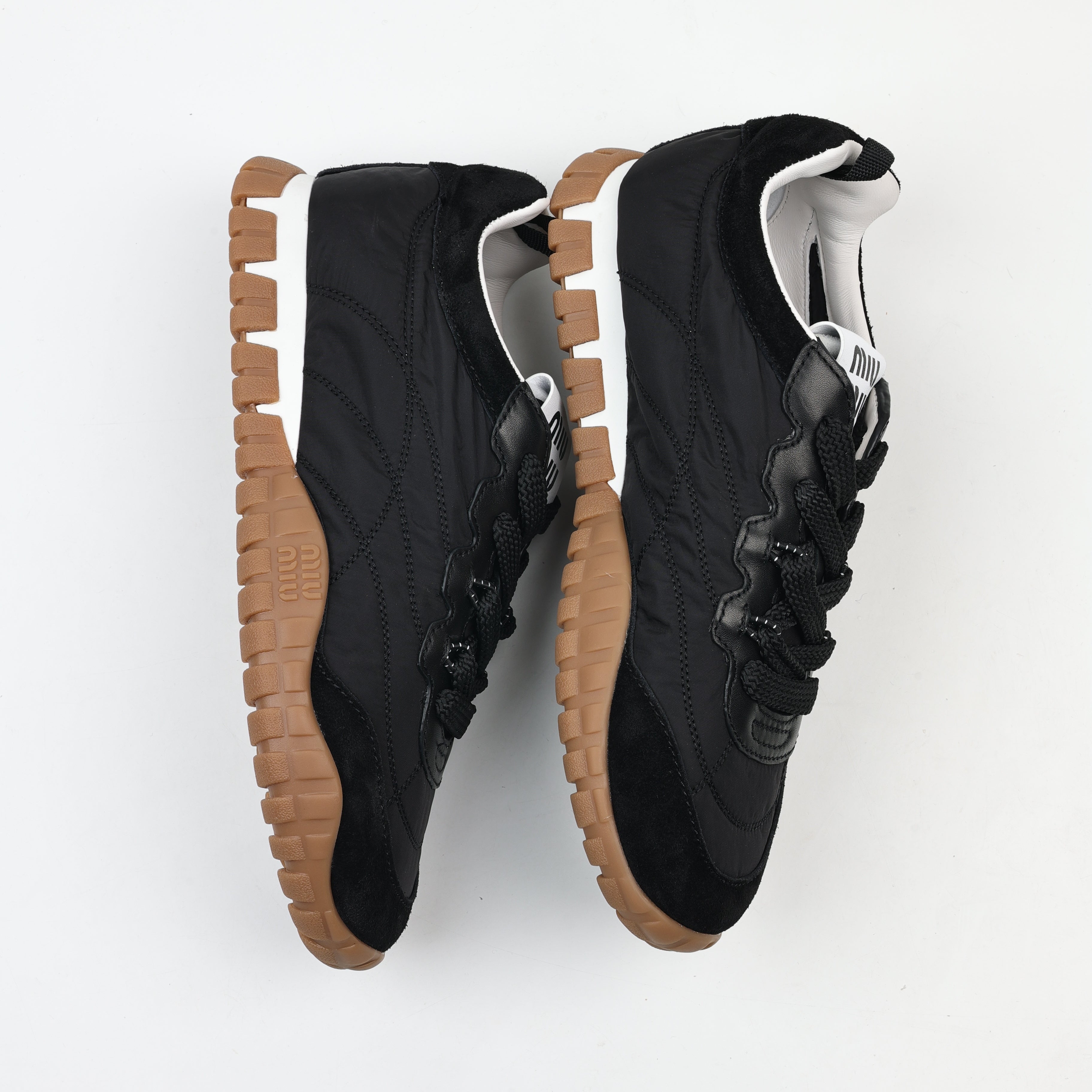 Miu Miu Tyre Technical Fabric and Suede Sneakers