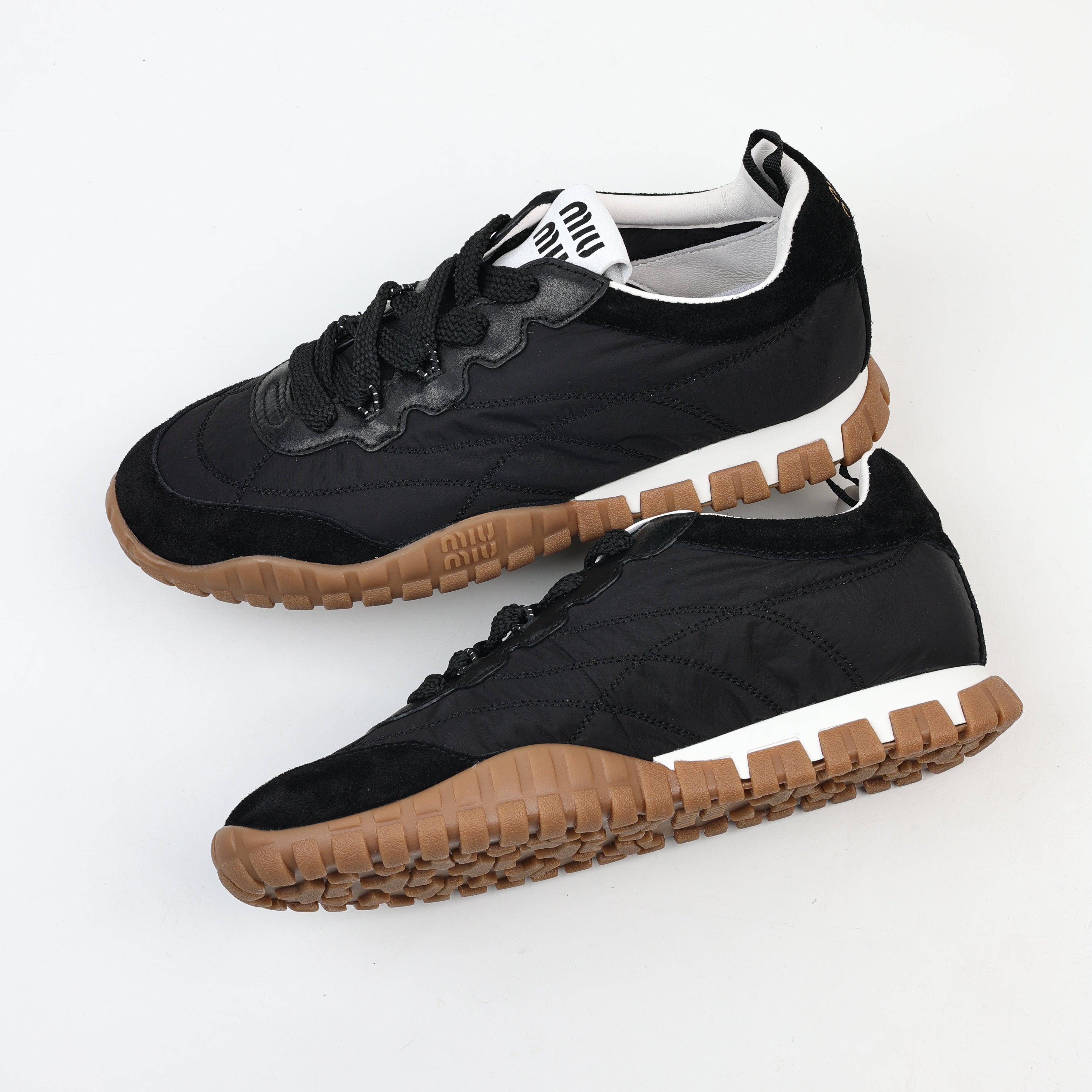 Miu Miu Tyre Technical Fabric and Suede Sneakers