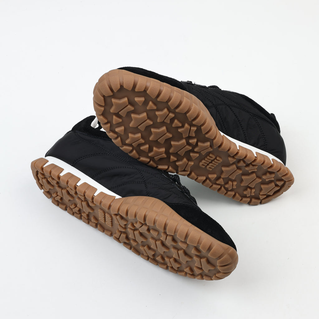 Miu Miu Tyre Technical Fabric and Suede Sneakers