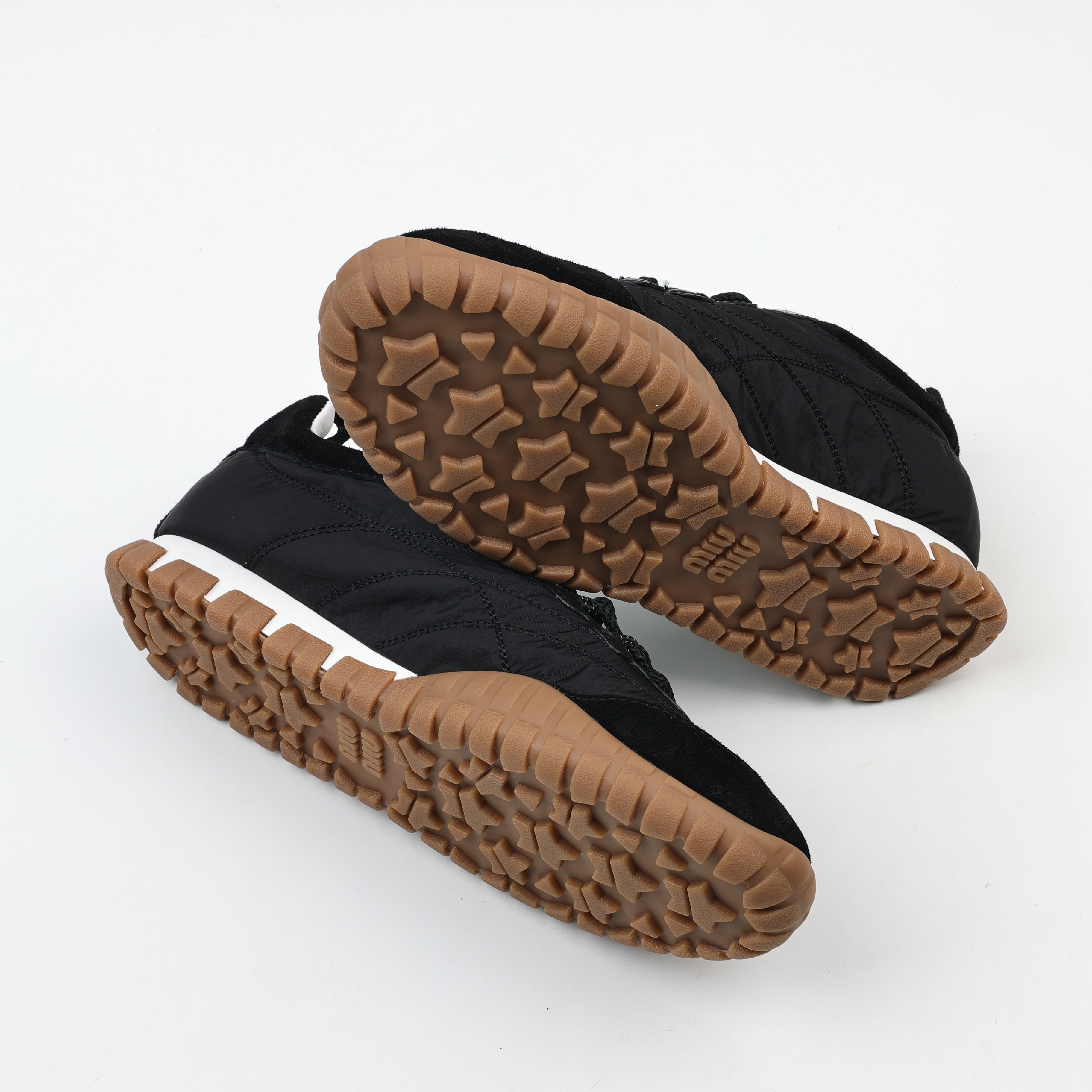 Miu Miu Tyre Technical Fabric and Suede Sneakers