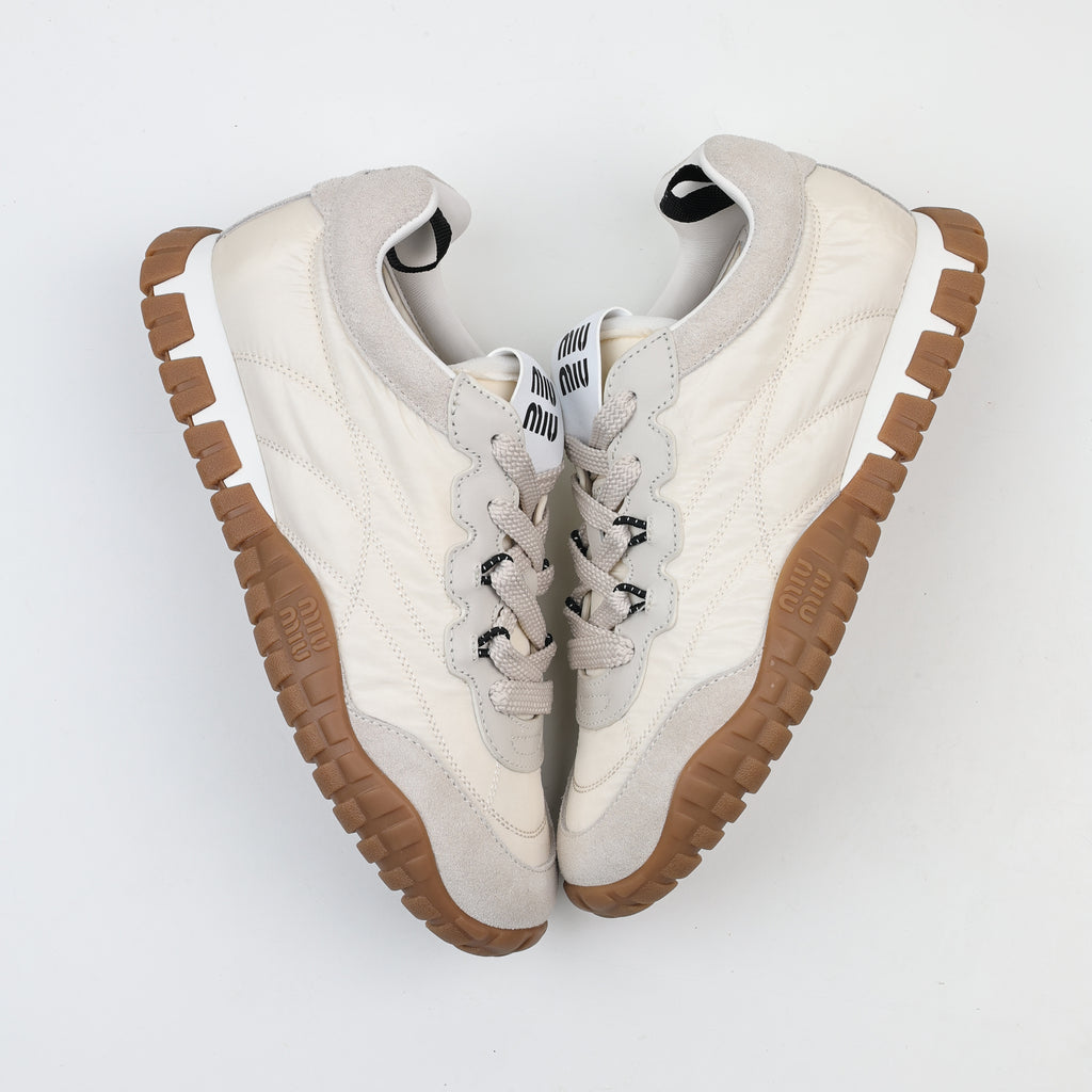 Miu Miu Tyre Technical Fabric and Suede Sneakers
