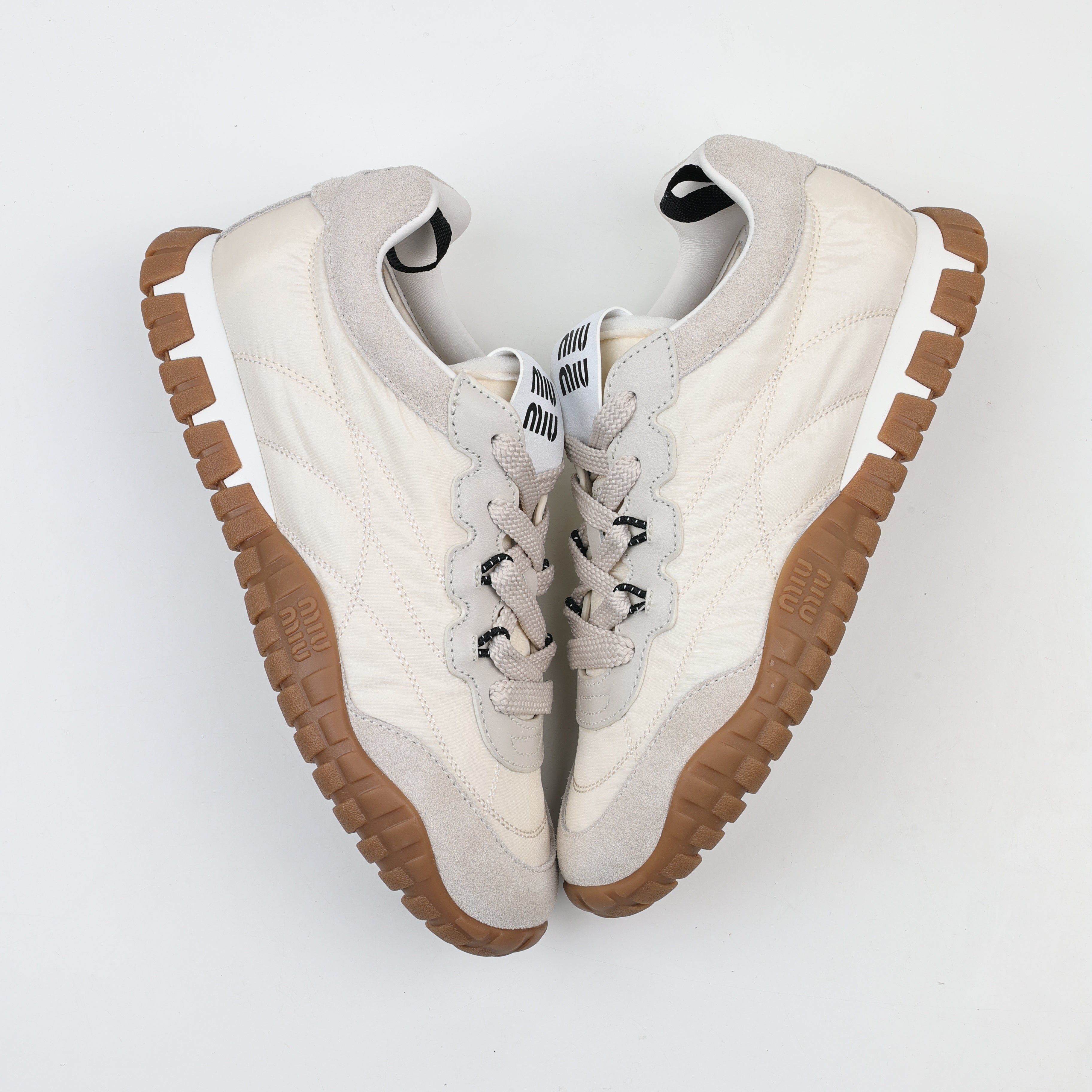 Miu Miu Tyre Technical Fabric and Suede Sneakers